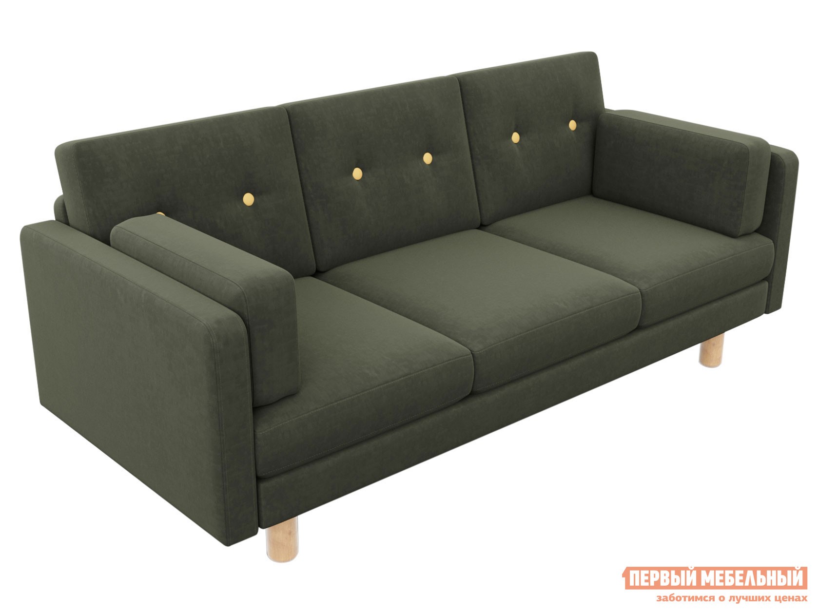 Прямой диван  Ингвар Зеленый, велюр