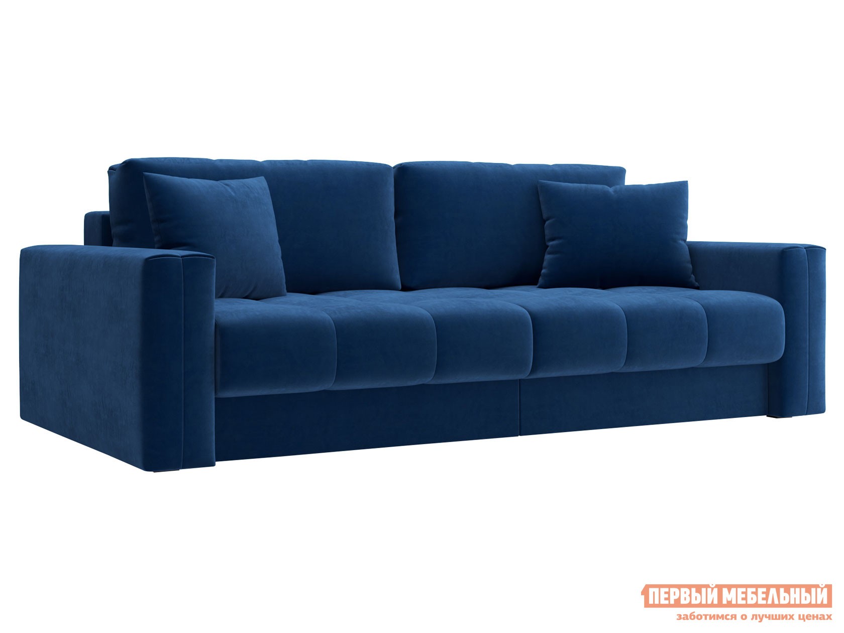 Прямой диван  Клермон Синий, велюр