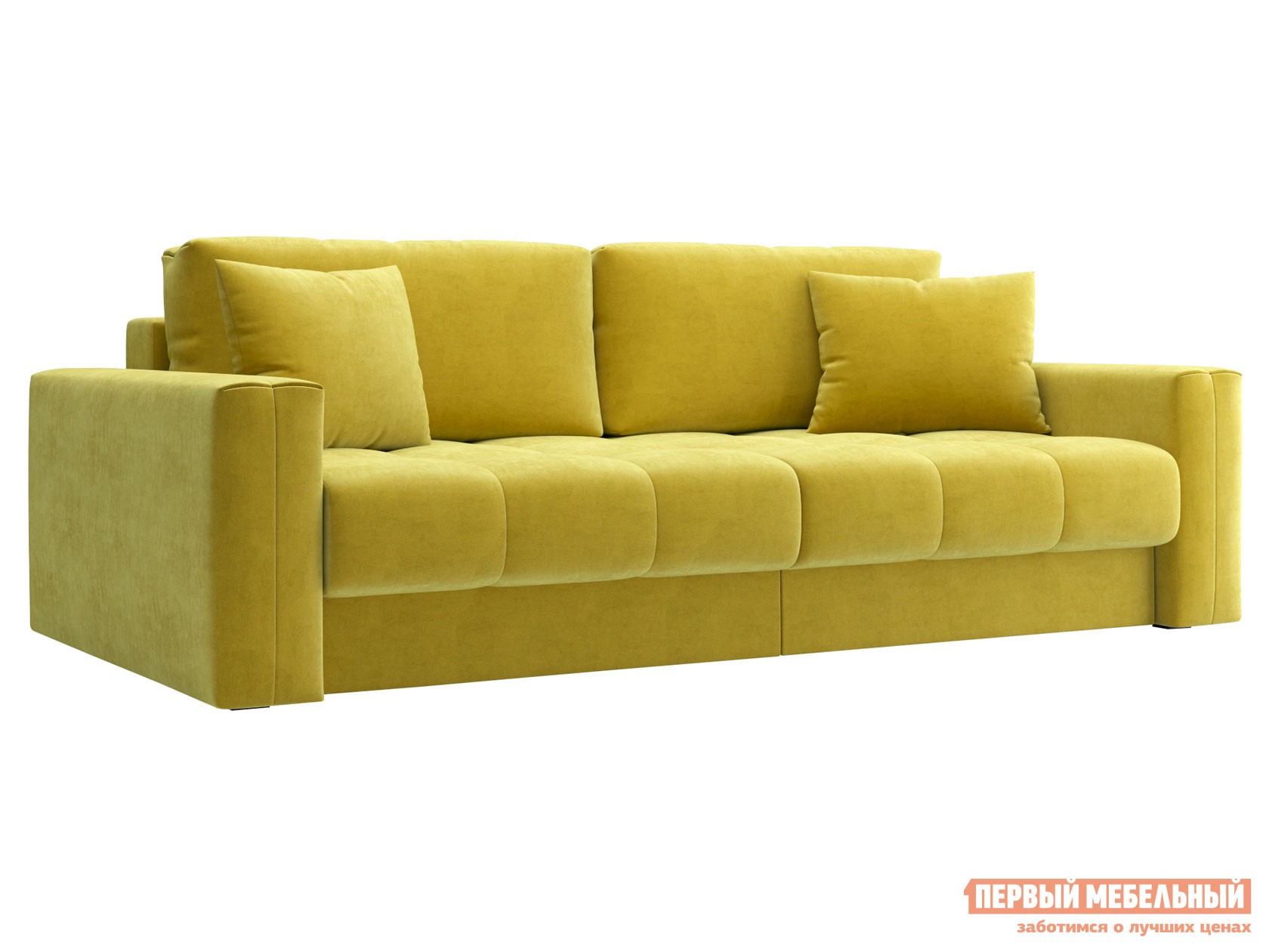 Прямой диван  Клермон Горчичный, велюр