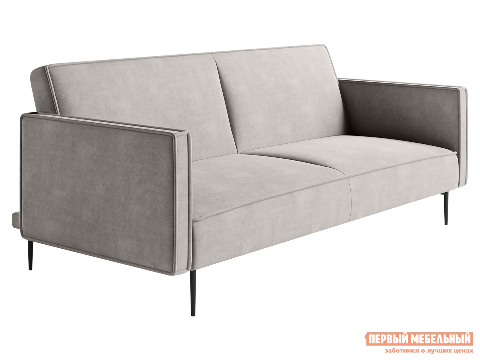 Прямой диван  Рой Серый, велюр