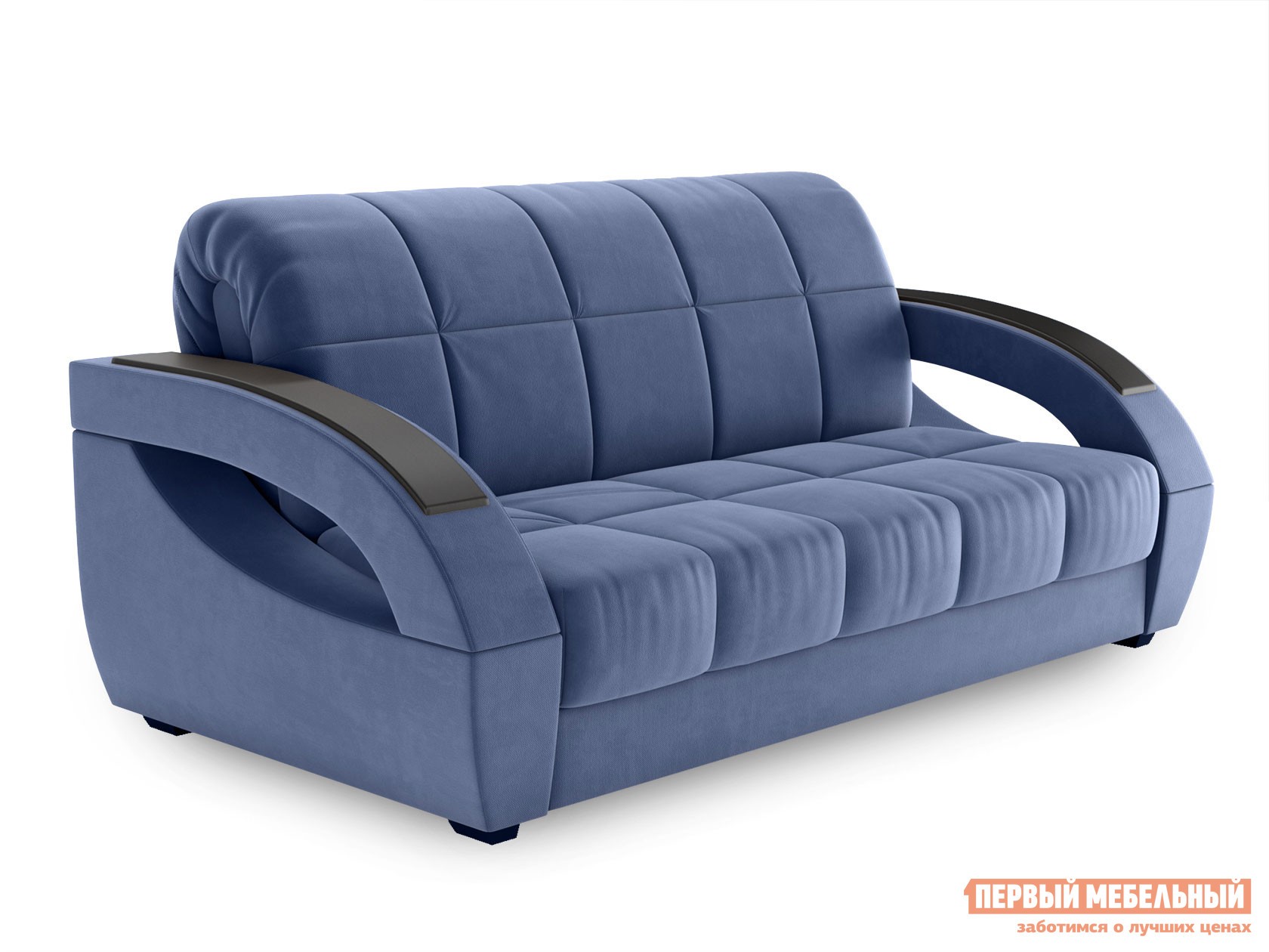 Прямой диван  Оазис Синий, велюр, 140х205 см, Без ящика