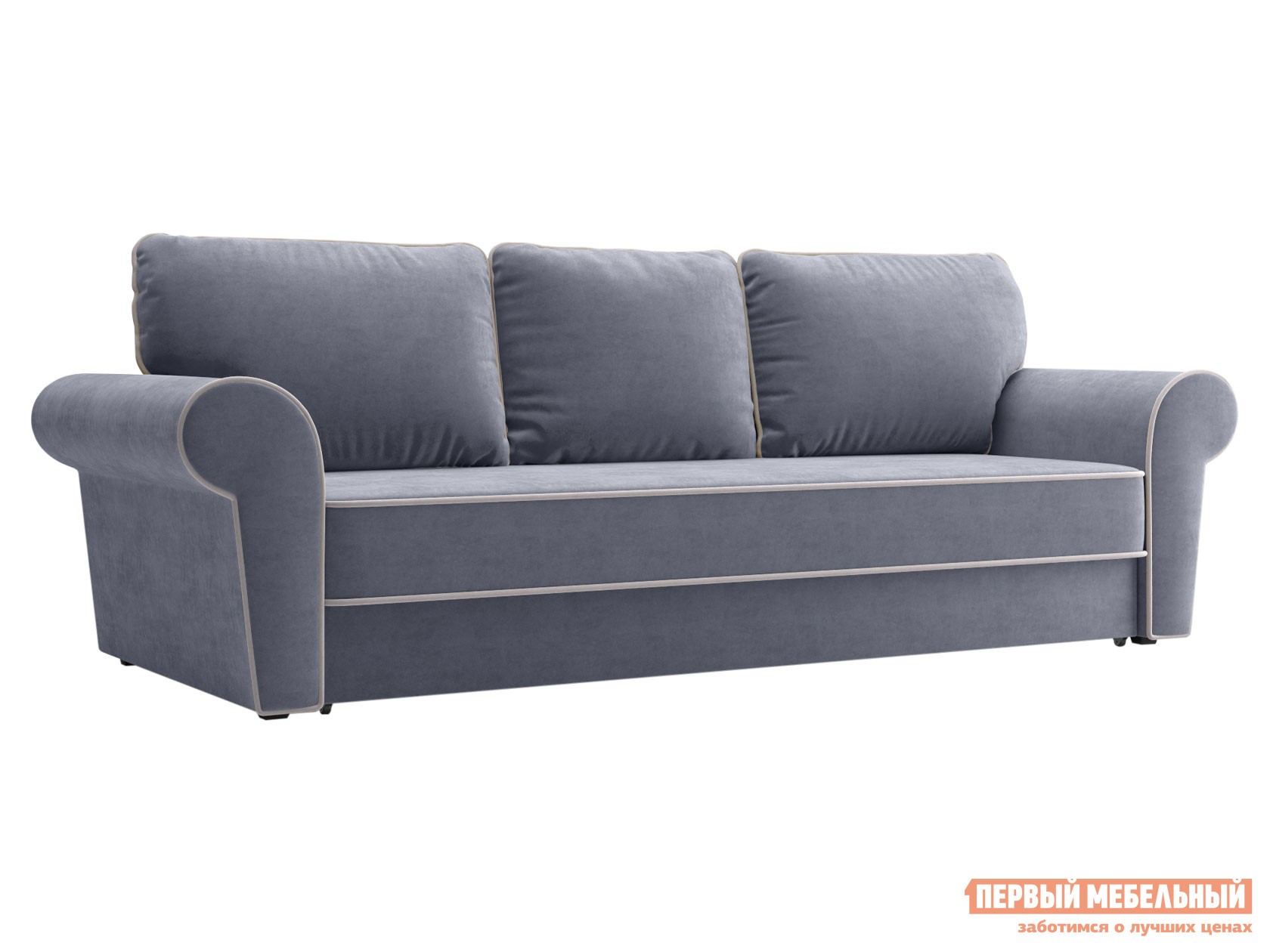 Прямой диван  Техас НПБ Темно-серый, велюр