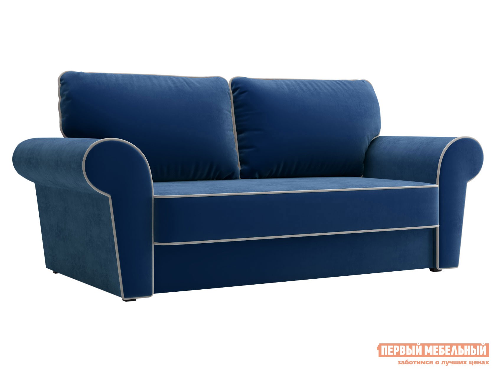 Прямой диван  Техас Мини Синий, велюр