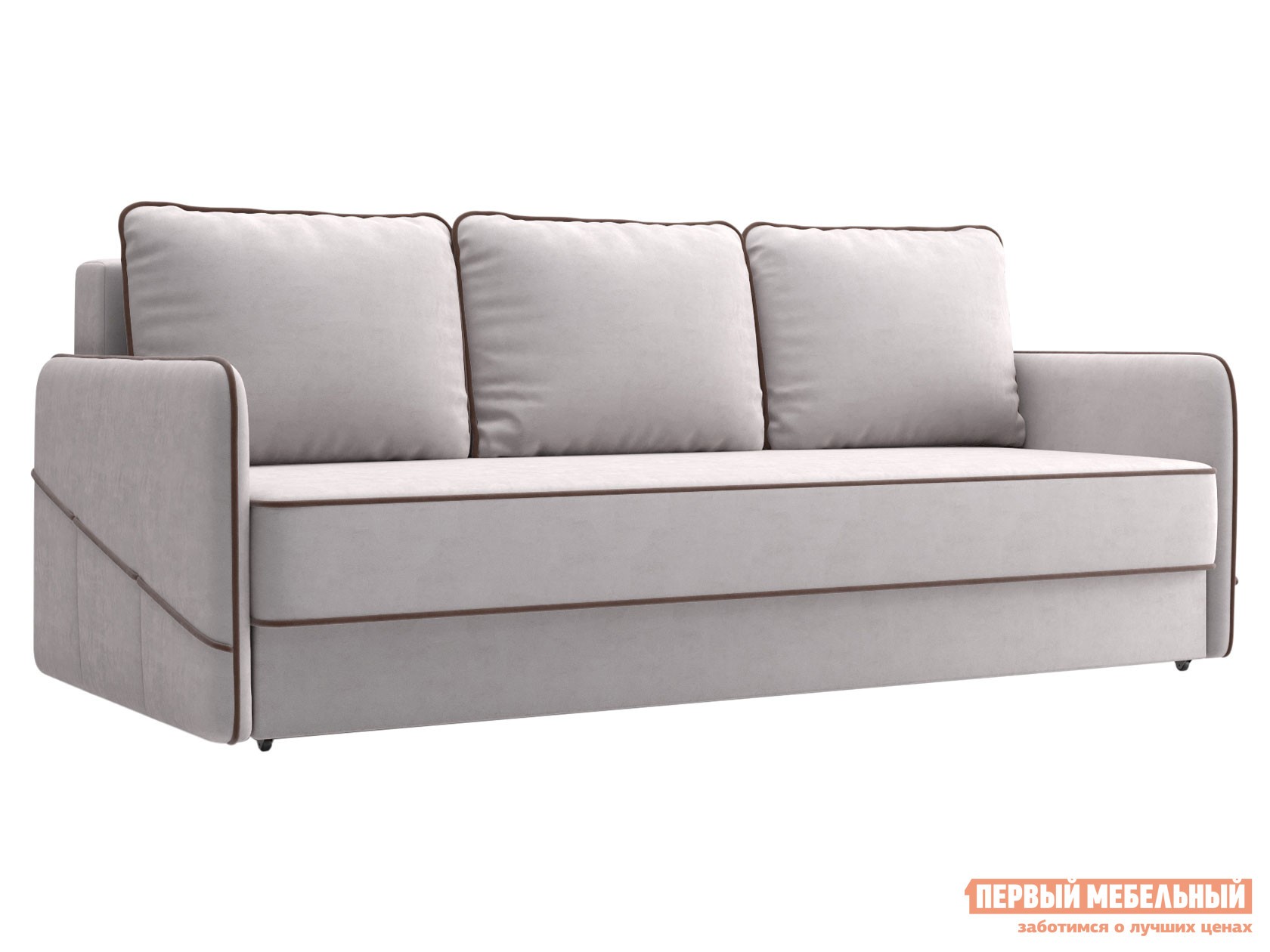 Прямой диван  Саймона Бежевый, велюр, Независимый пружинный блок