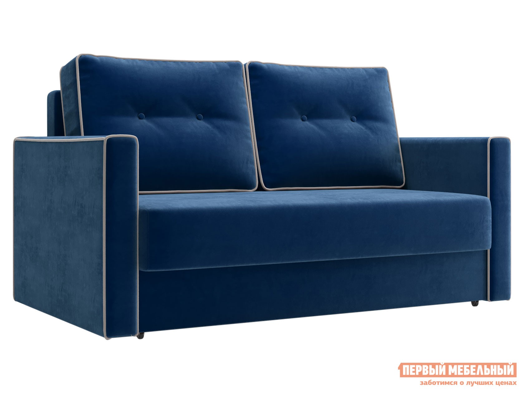 Прямой диван  Лагос Мини Синий, велюр