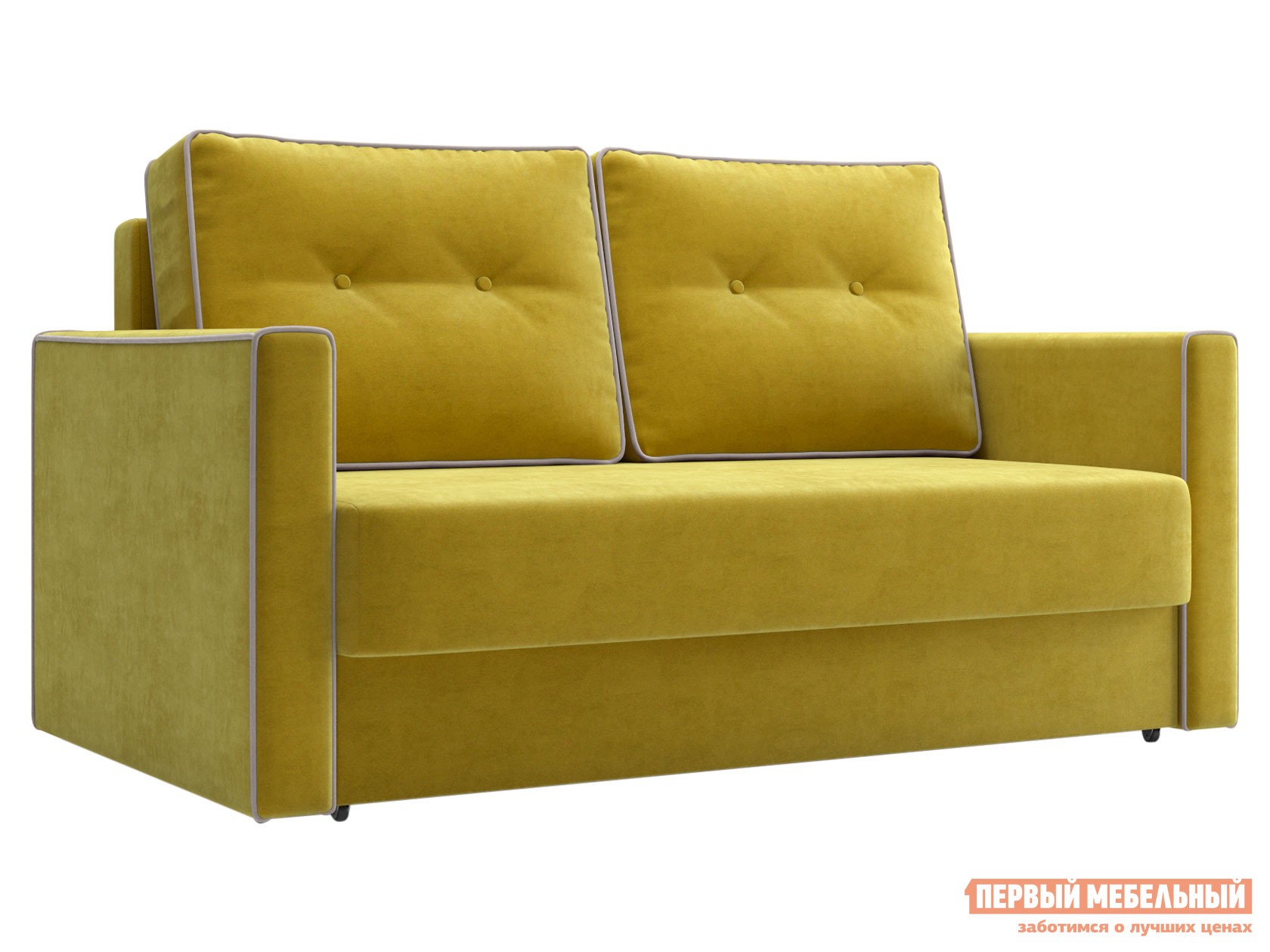 Прямой диван  Лагос Мини Горчичный, велюр