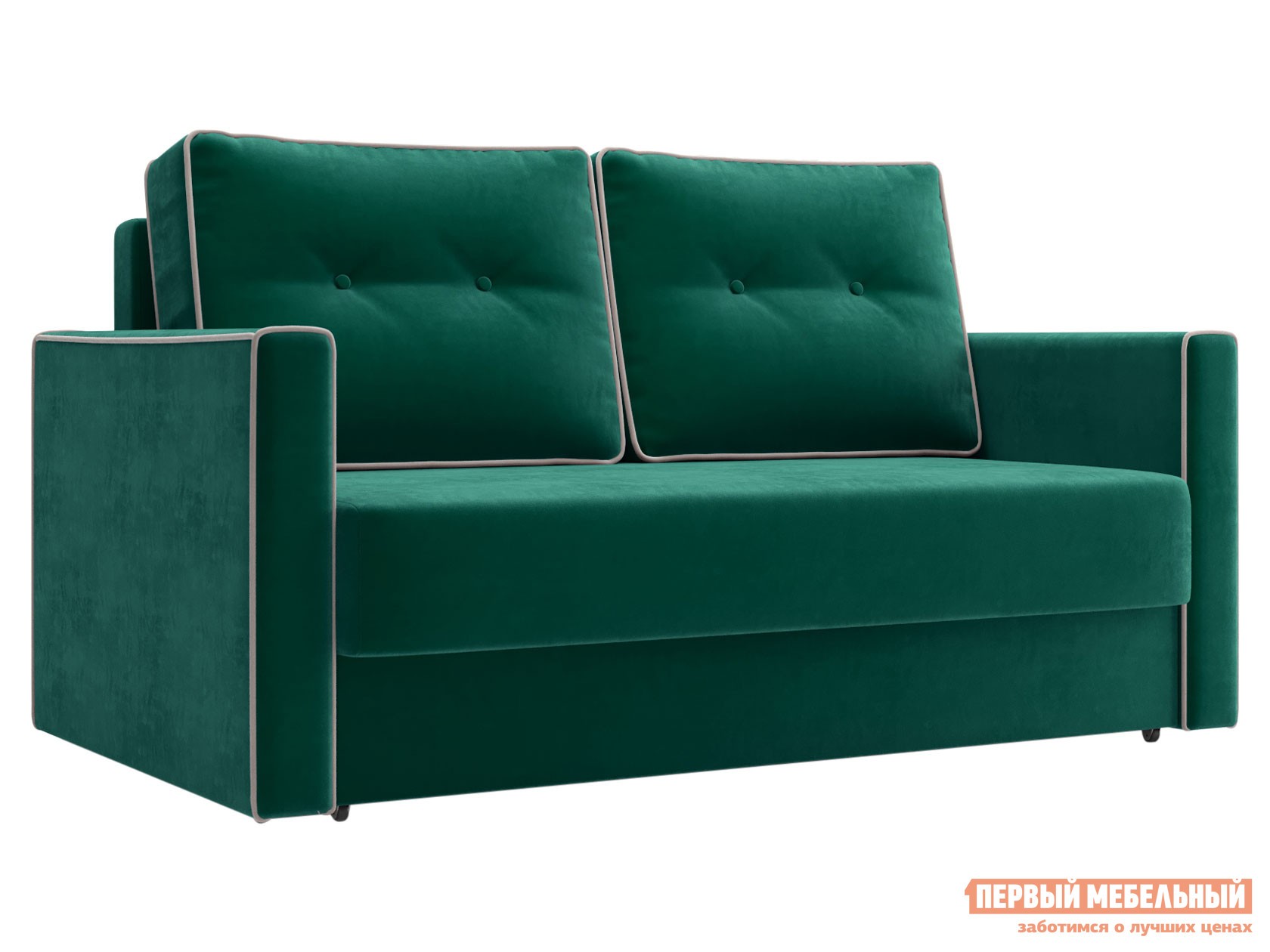 Прямой диван  Лагос Мини Зеленый, велюр