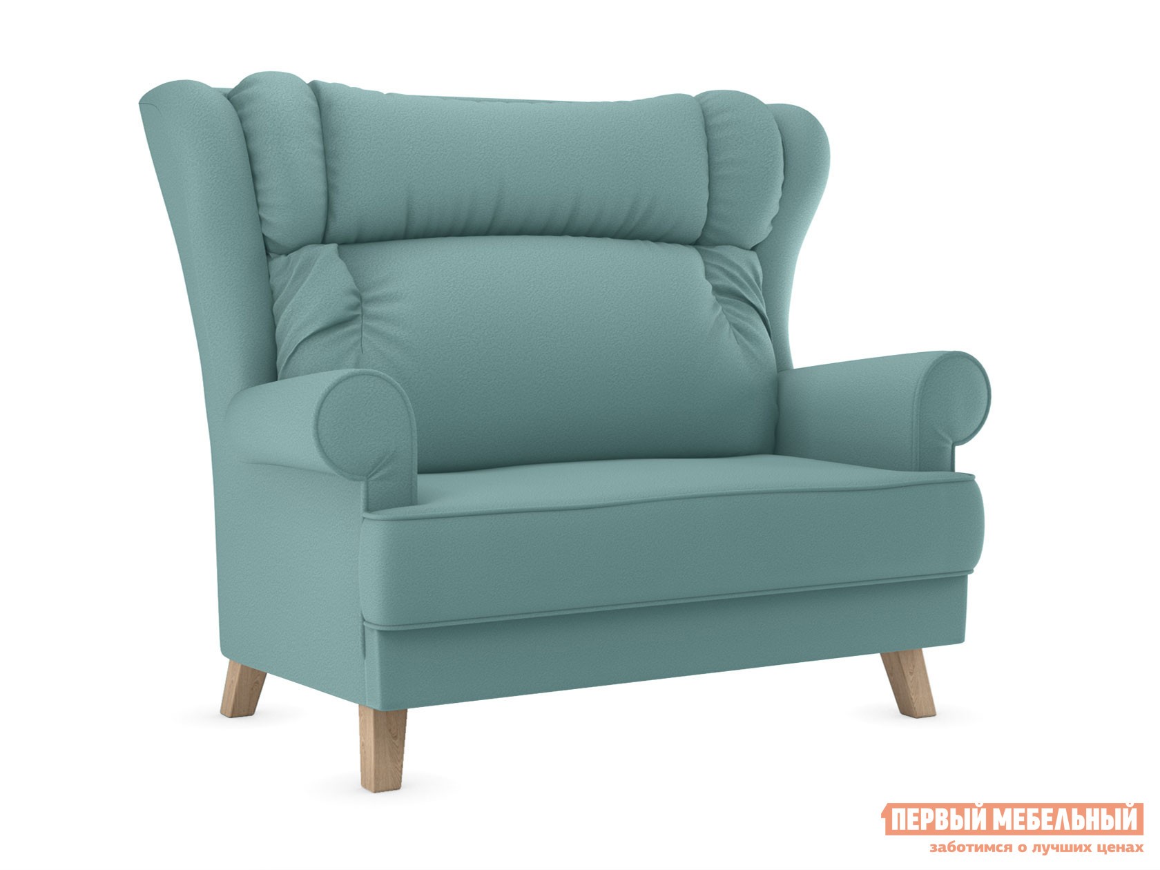 Прямой диван  Лацио Мятный, микровелюр, Натуральный, лак