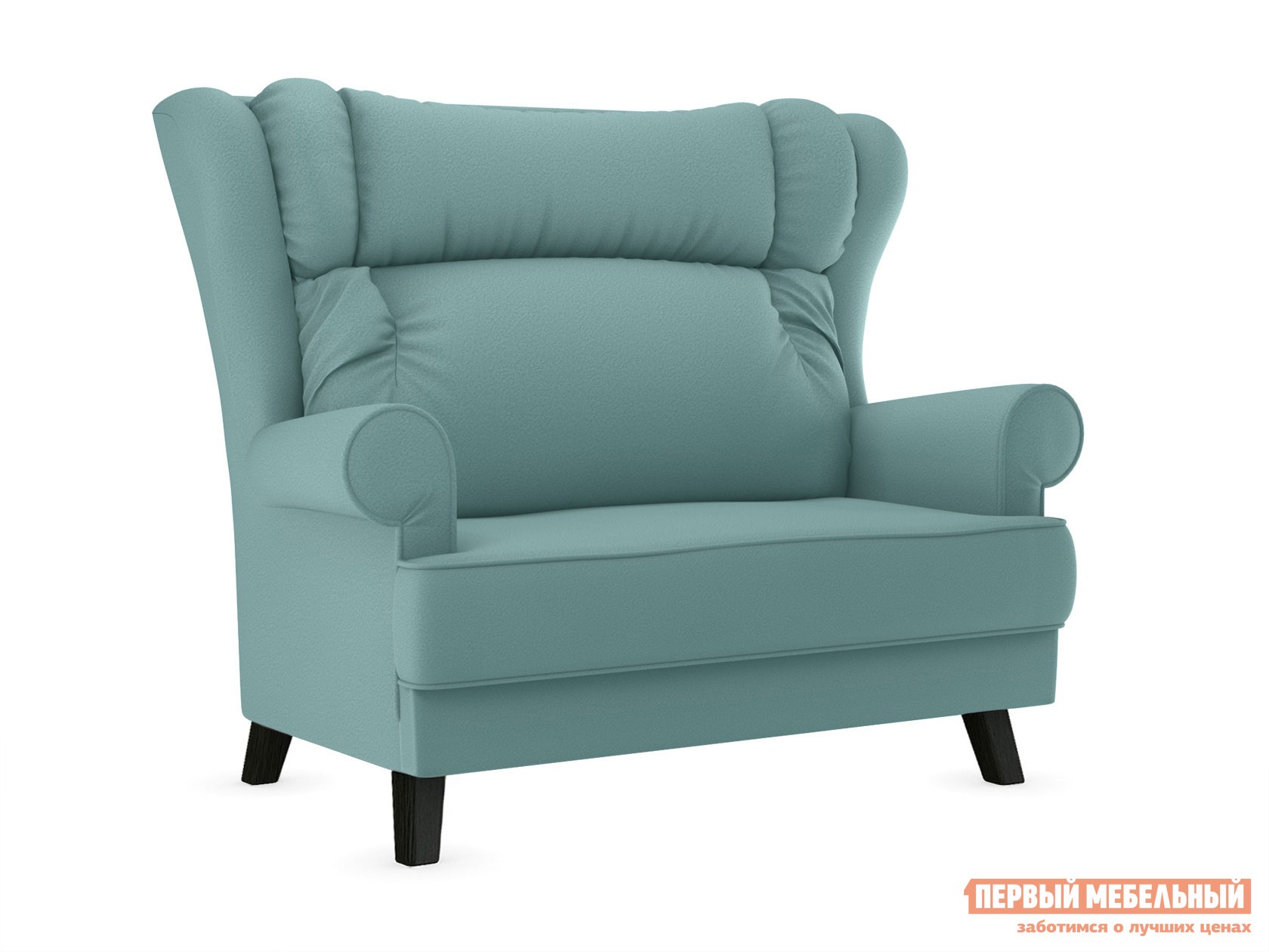 Прямой диван  Лацио Мятный, микровелюр, Орех