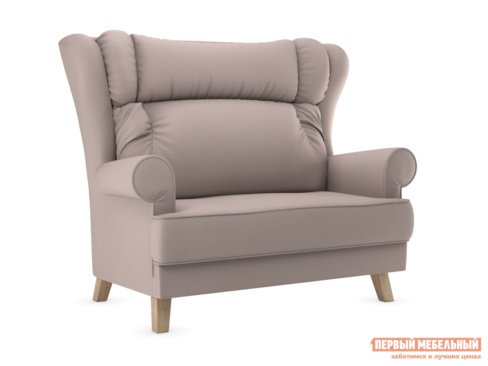 Прямой диван  Лацио Бежевый, микровелюр, Натуральный, лак