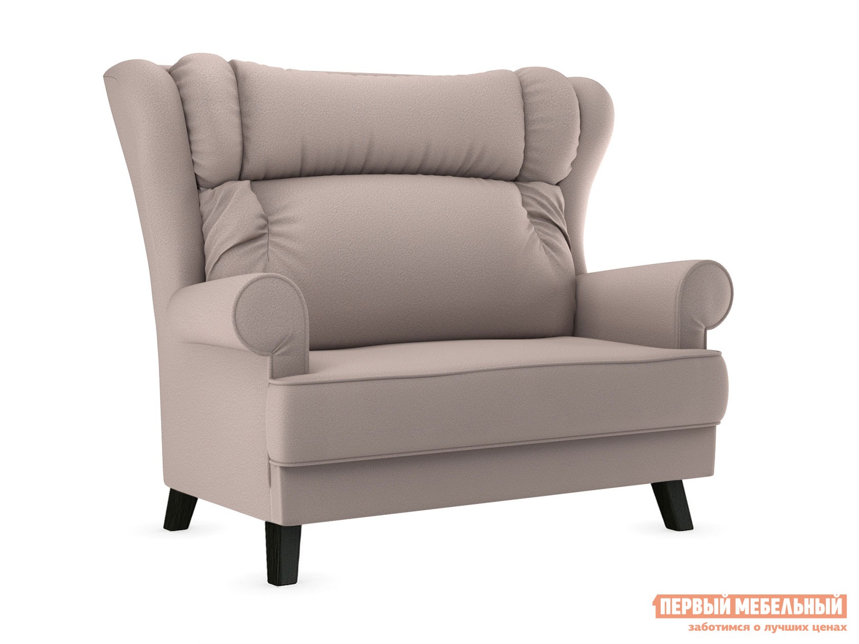 Прямой диван  Лацио Бежевый, микровелюр, Орех