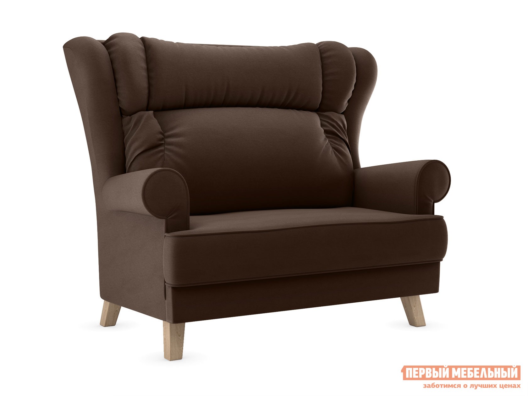 Прямой диван  Лацио Корица, микровелюр, Натуральный, лак