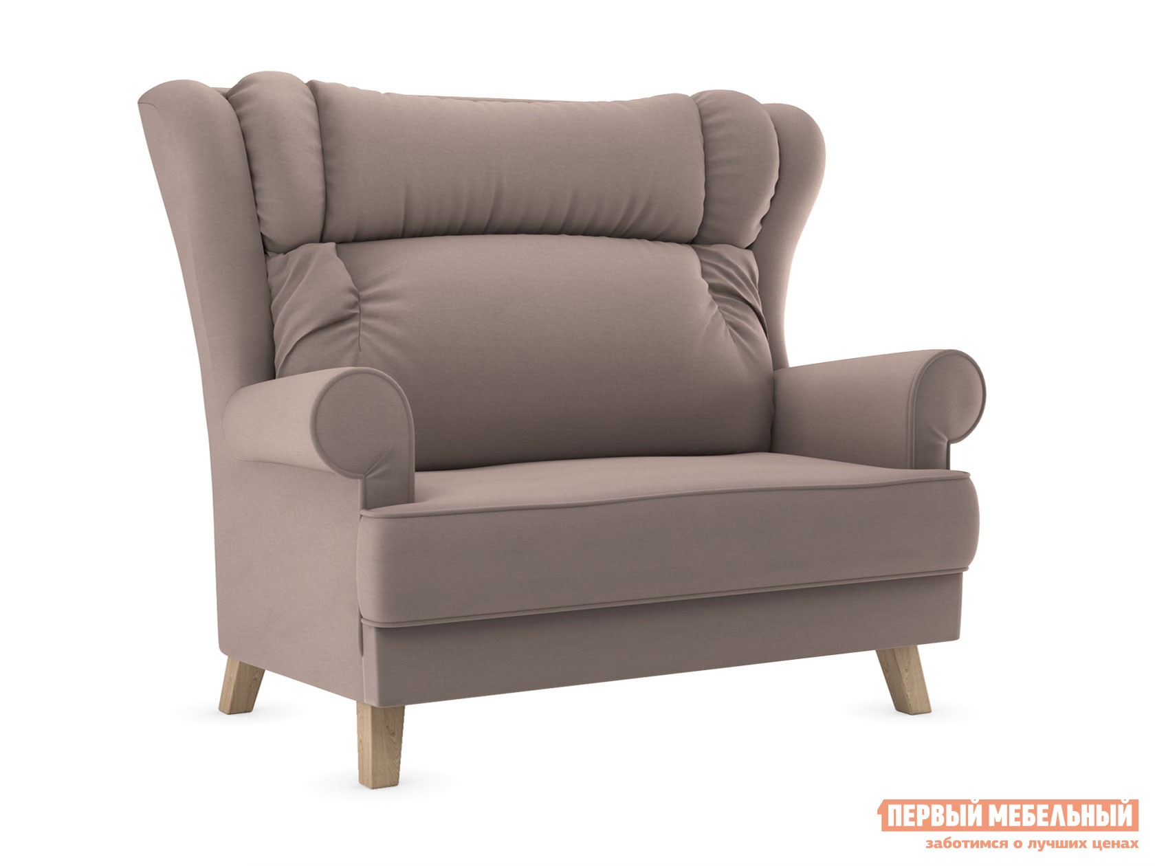 Прямой диван  Лацио Латте, микровелюр, Натуральный, лак