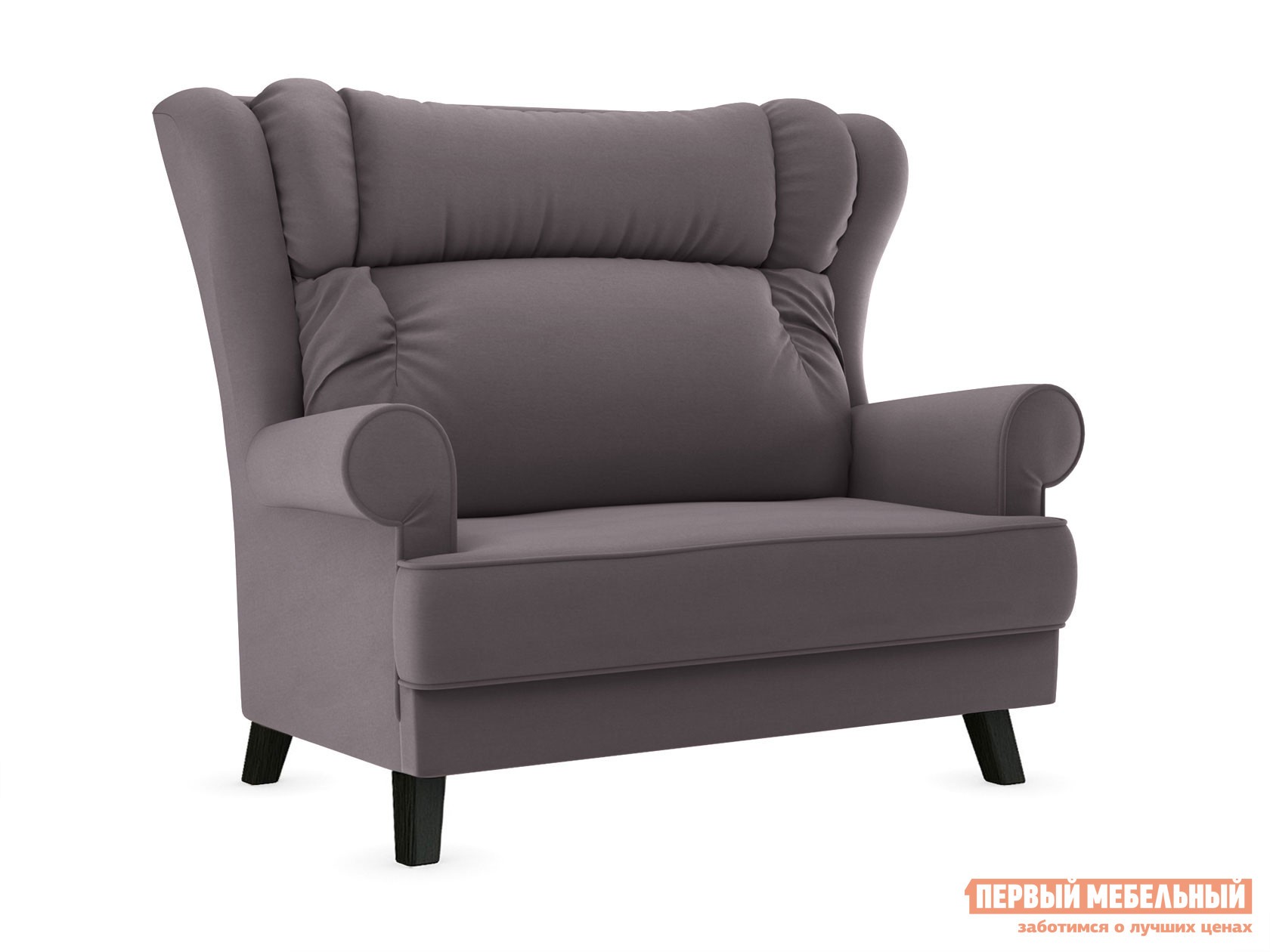 Прямой диван  Лацио Серый, микровелюр, Орех