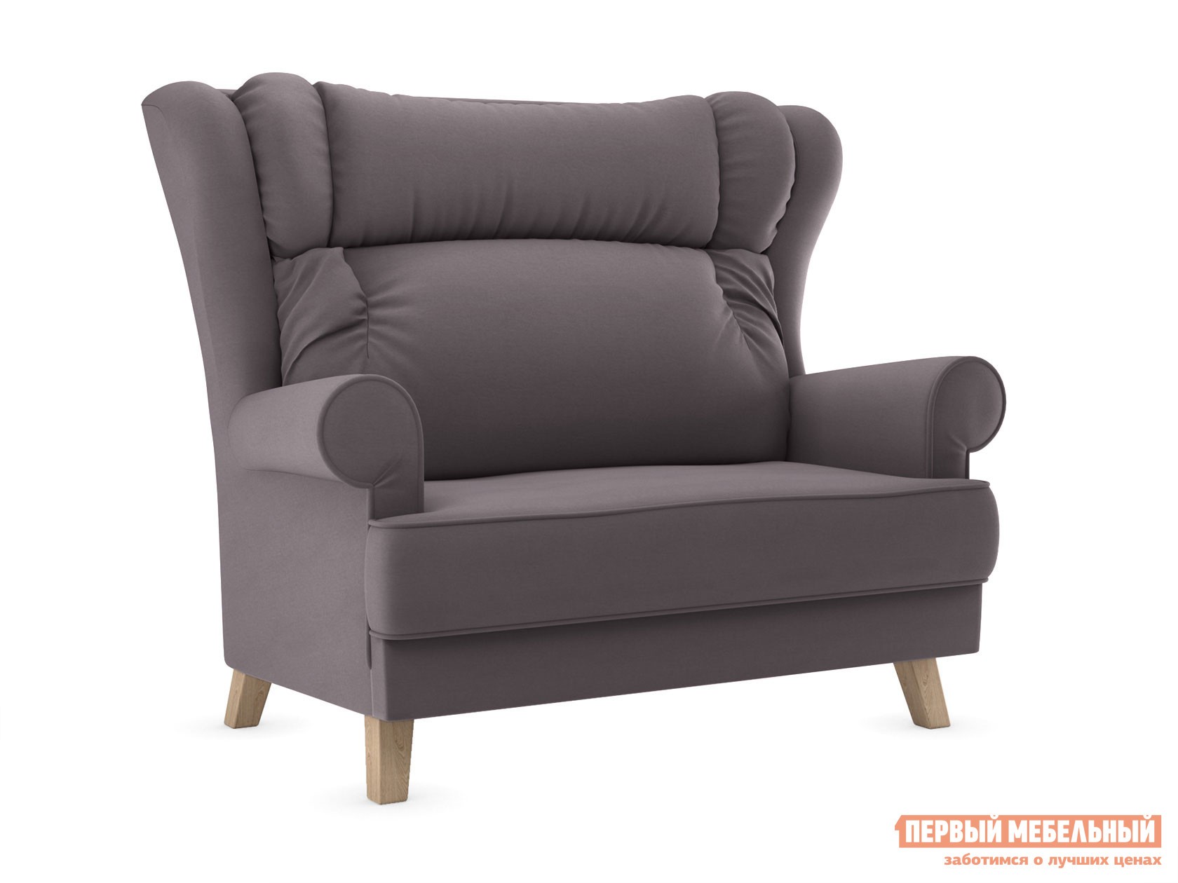 Прямой диван  Лацио Серый, микровелюр, Натуральный, лак