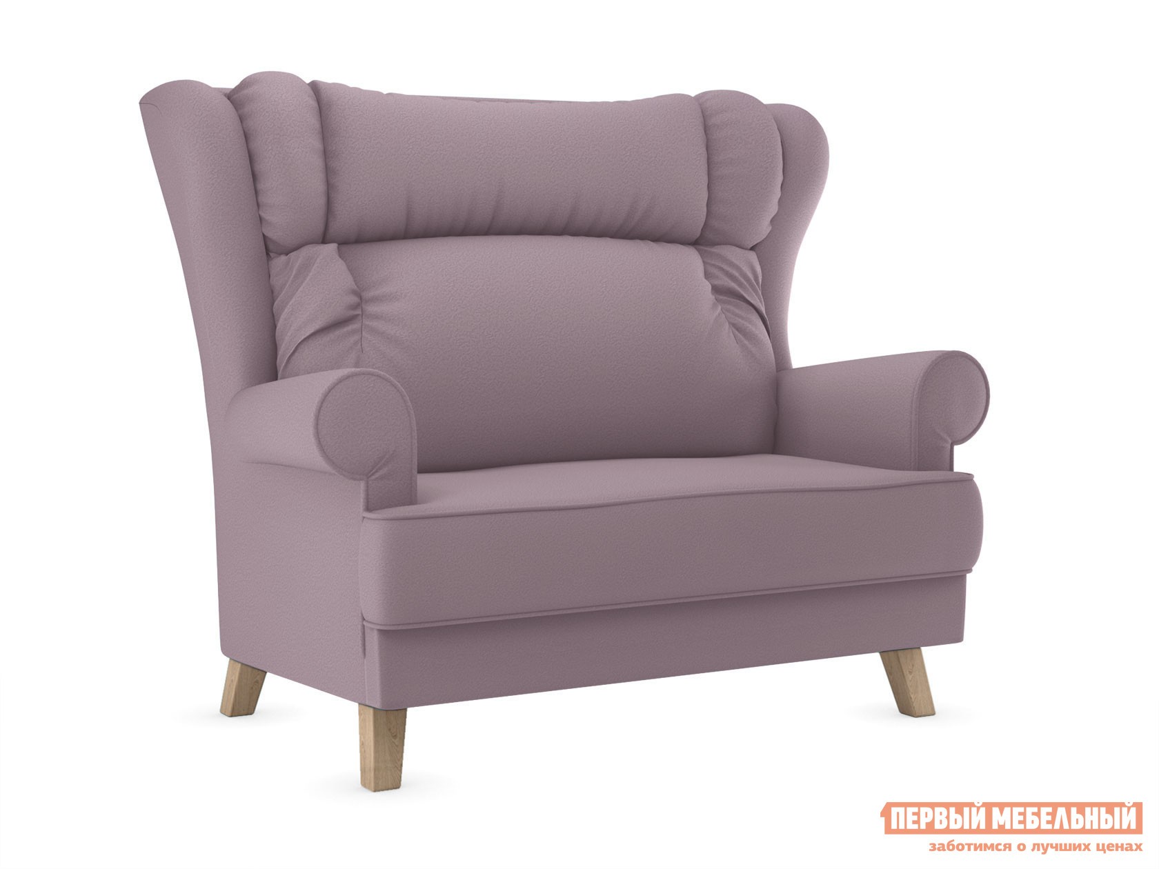 Прямой диван  Лацио Натуральный, лак, Лиловый, велюр