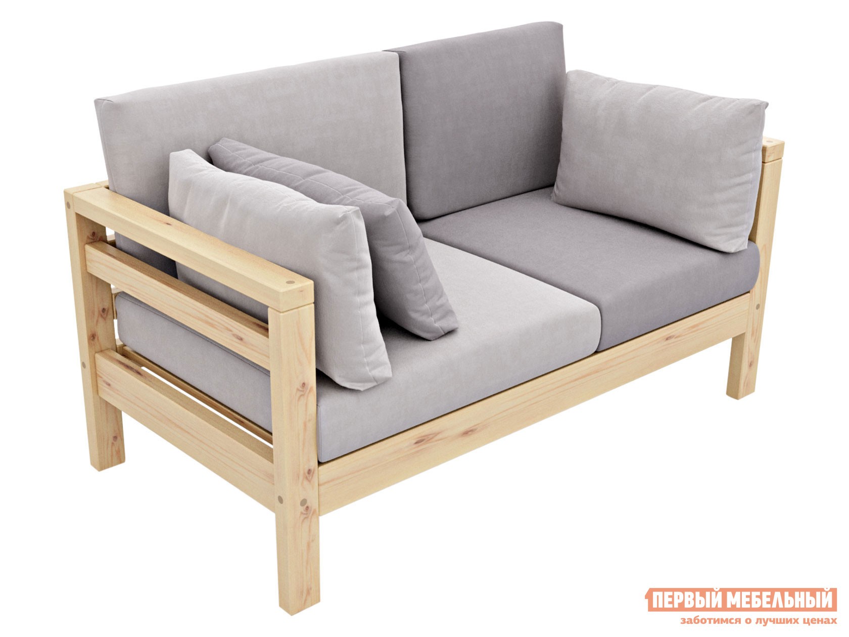 Прямой диван  Домино Сосна / Серый, велюр