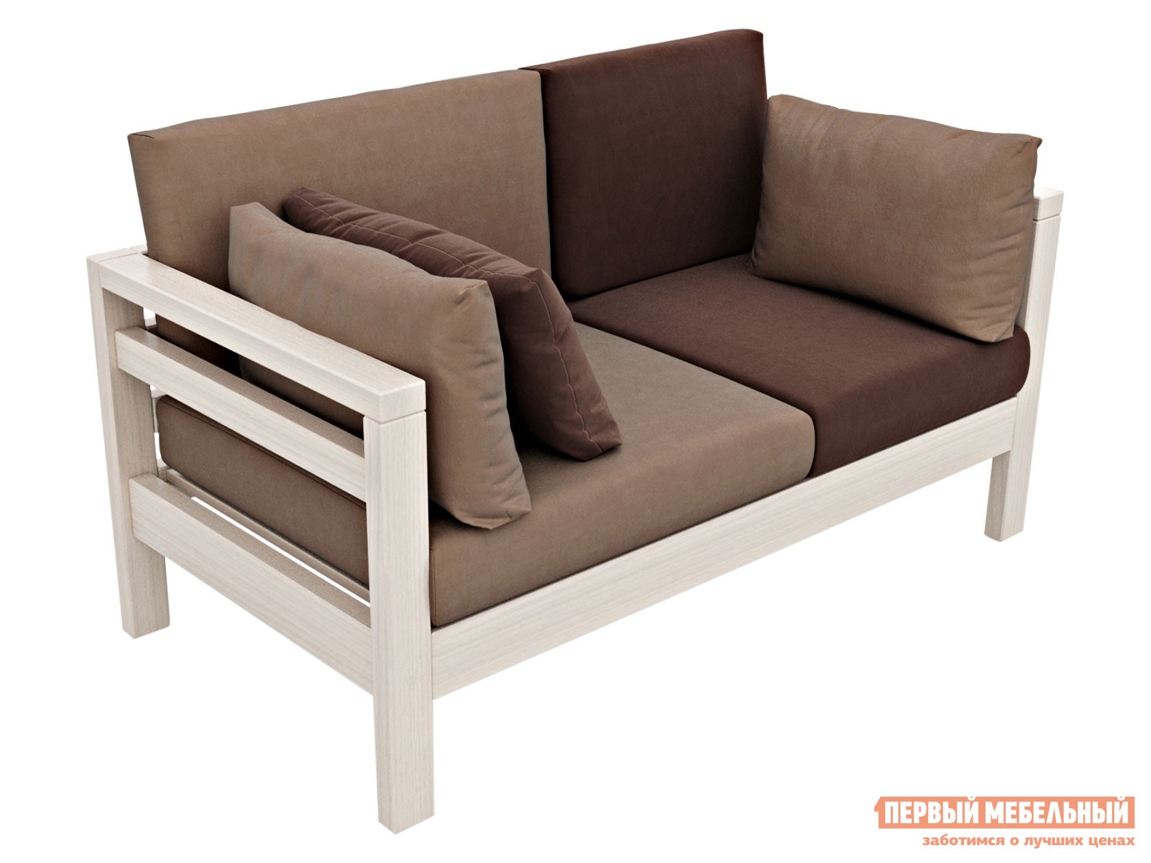 Прямой диван  Домино Дуб беленый / Коричневый, велюр