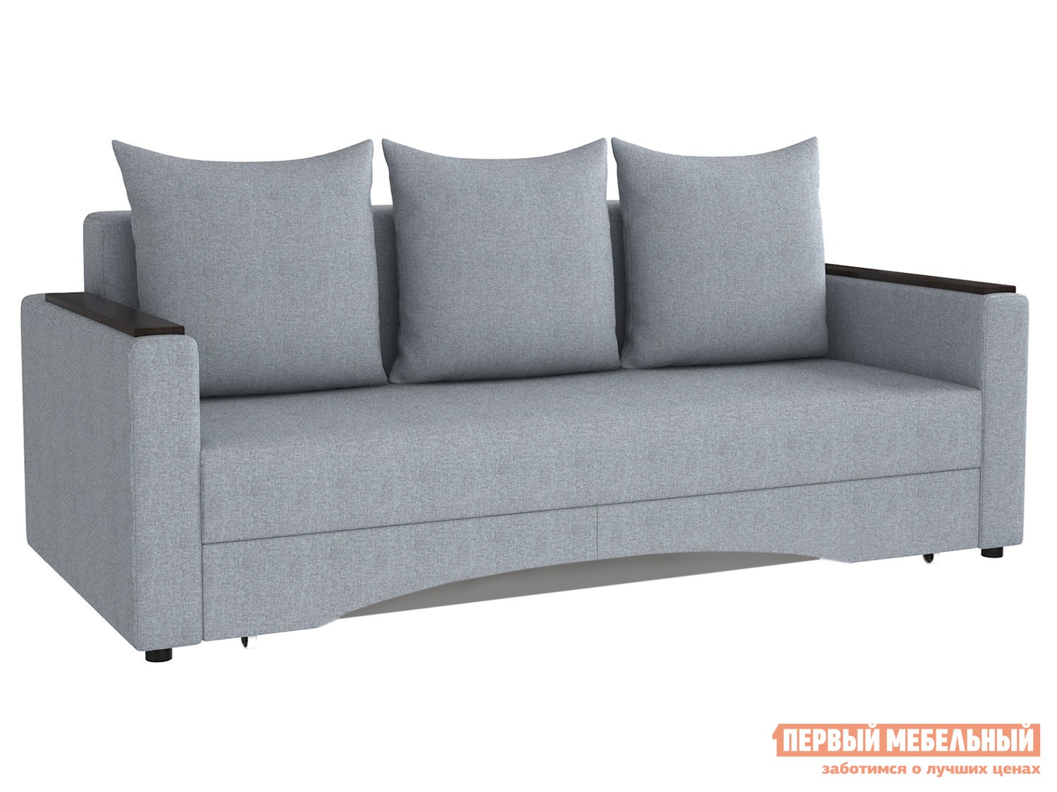 Прямой диван  Челси с подлокотниками Серо-голубой, рогожка