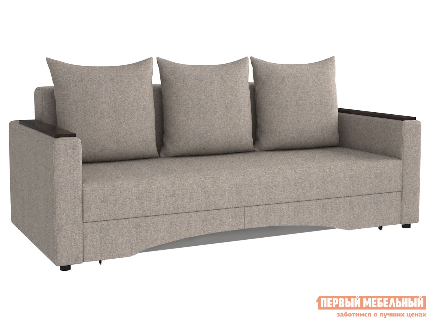 Прямой диван  Челси с подлокотниками Серо-бежевый, рогожка