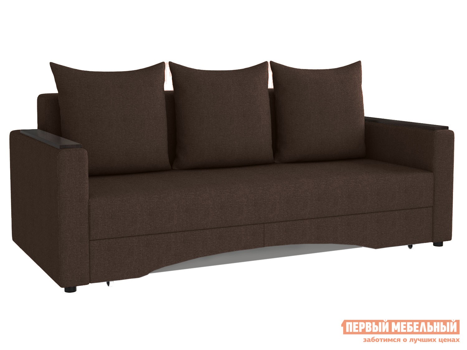Прямой диван  Челси с подлокотниками Темно-коричневый, велюр
