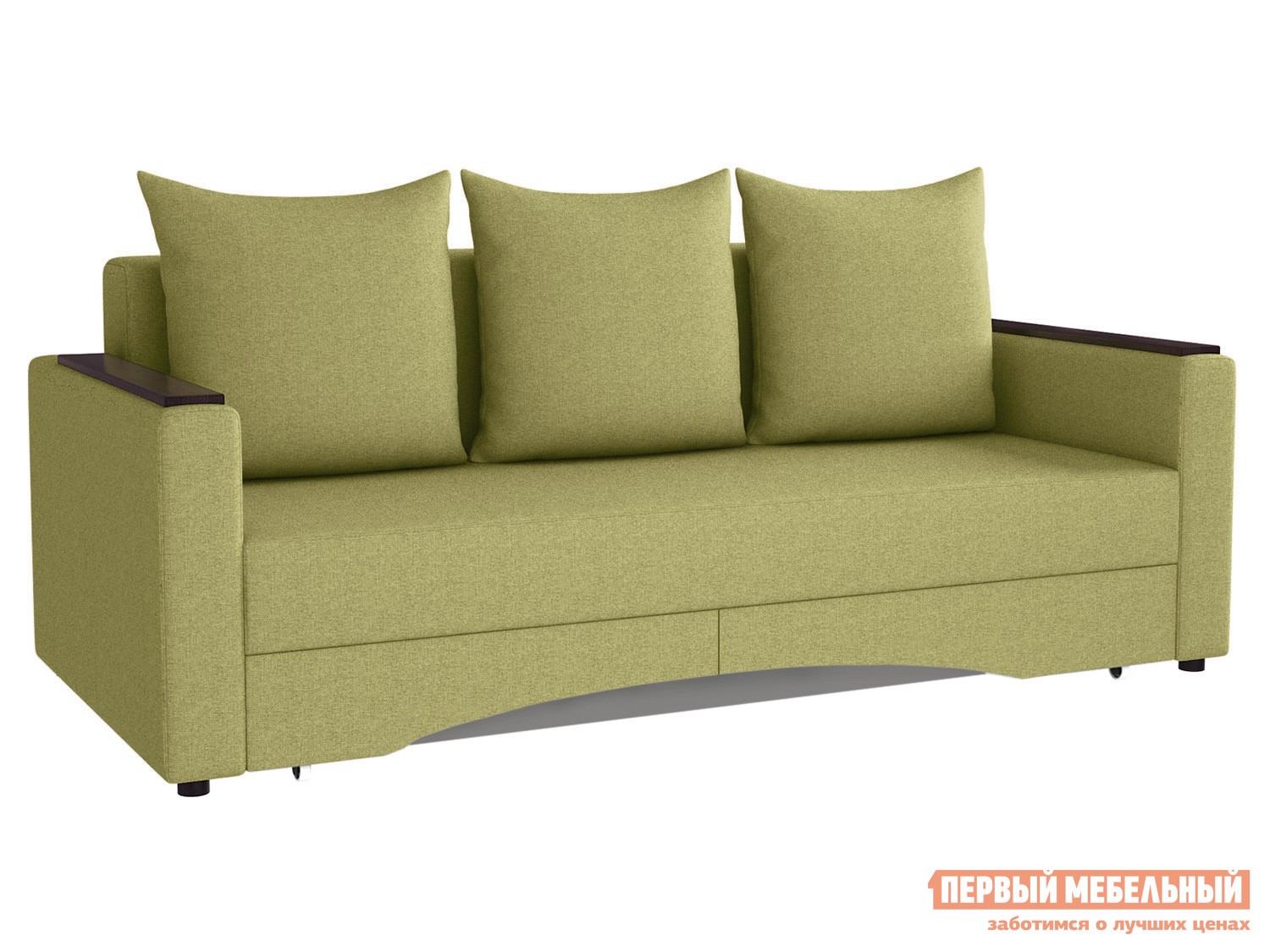 Прямой диван  Челси с подлокотниками Салатовый, рогожка