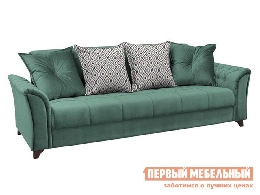 Прямой диван  Ирис Зеленый / Узор, велюр