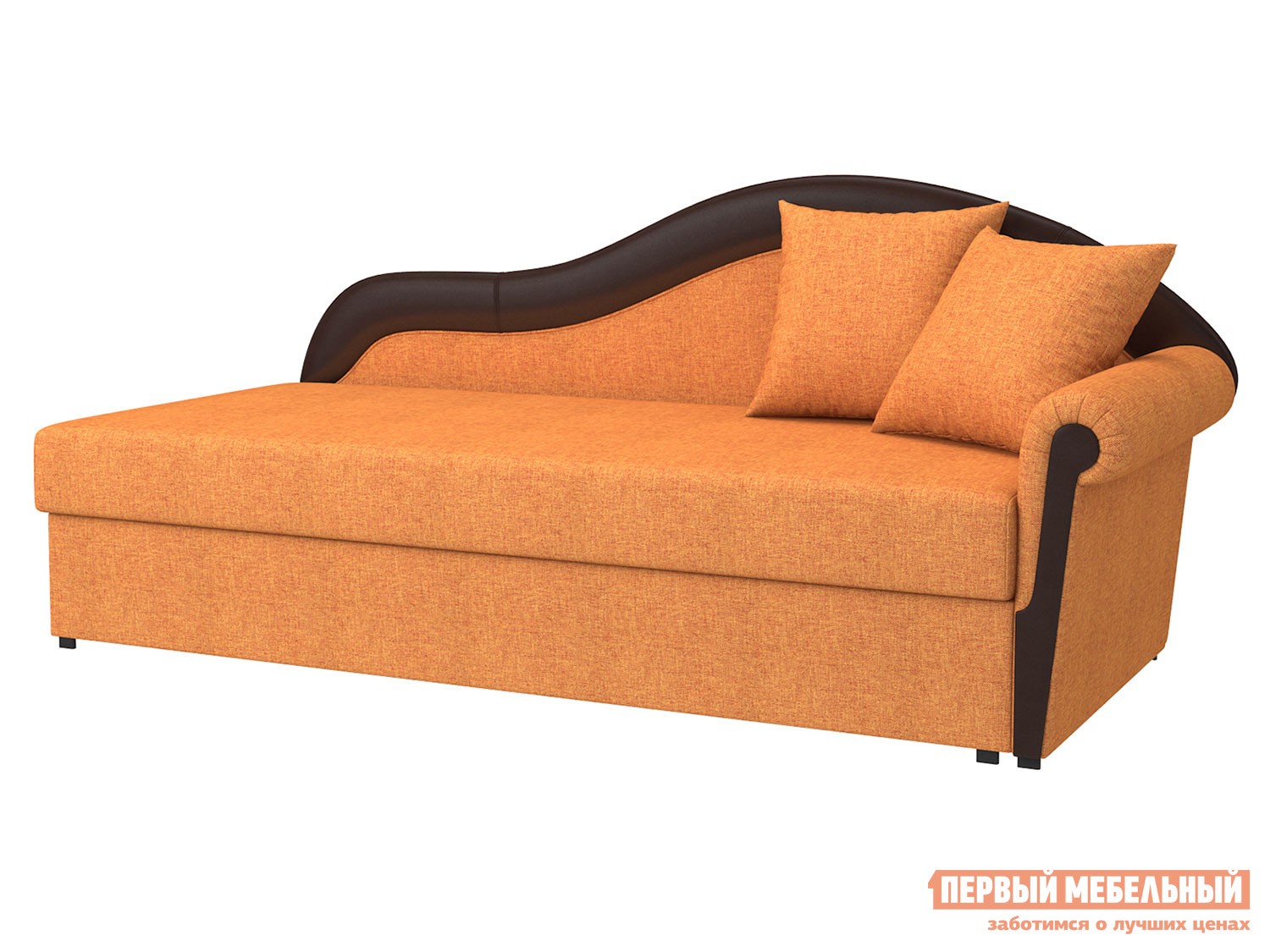 Прямой диван  Вентура Терракота, рогожка / Коричневый, иск. кожа, Правая