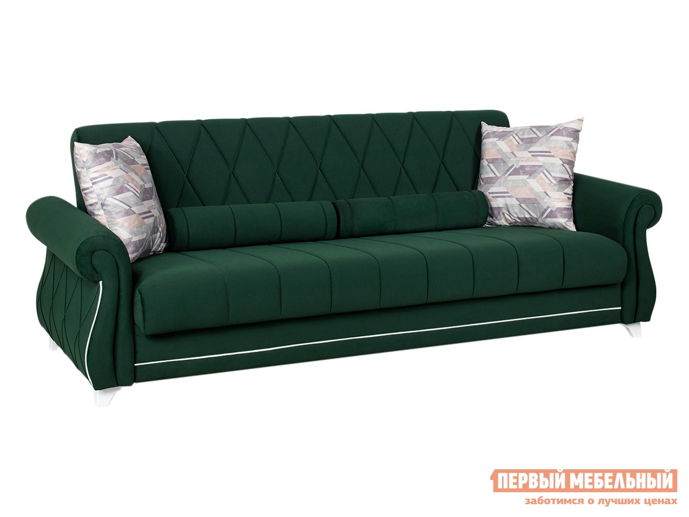 Прямой диван  Роуз Оливковый / Оригами, велюр