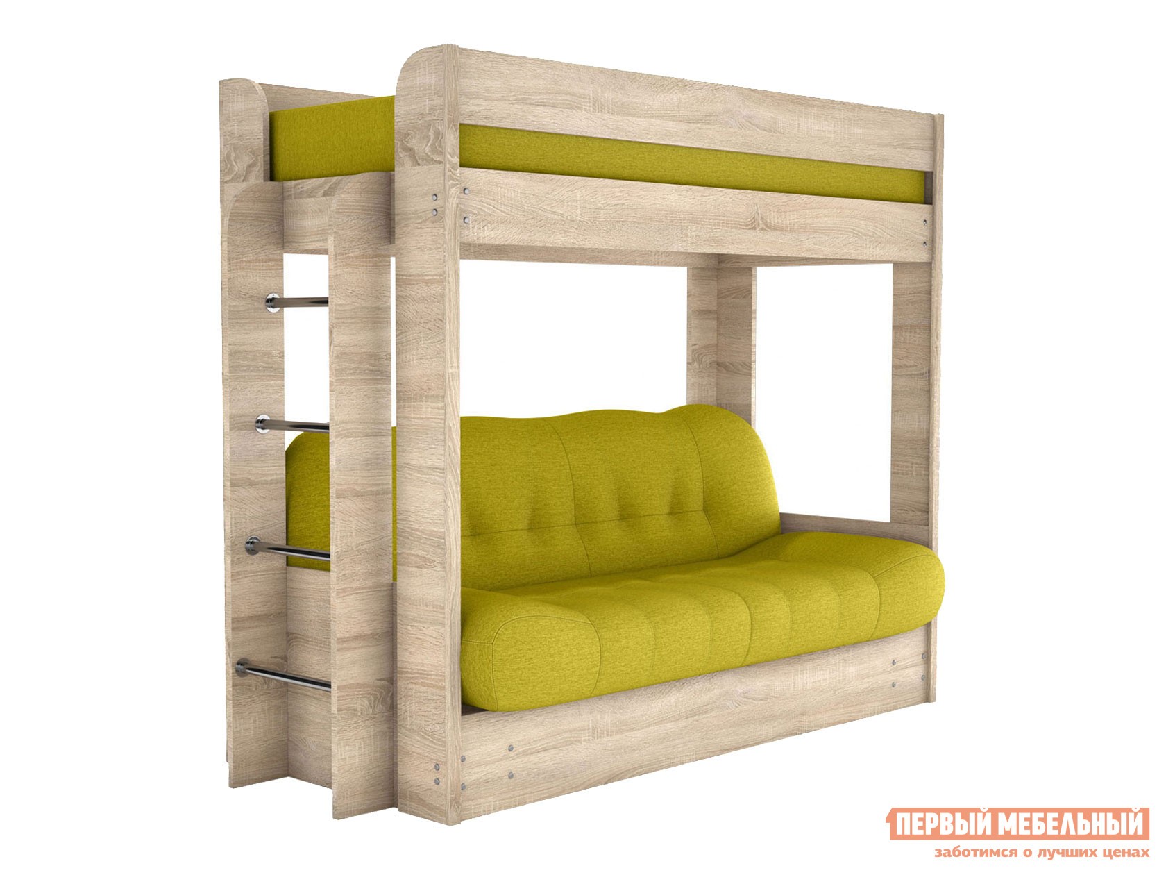 Прямой диван  Твинс Дуб Сонома / Лайм, рогожка