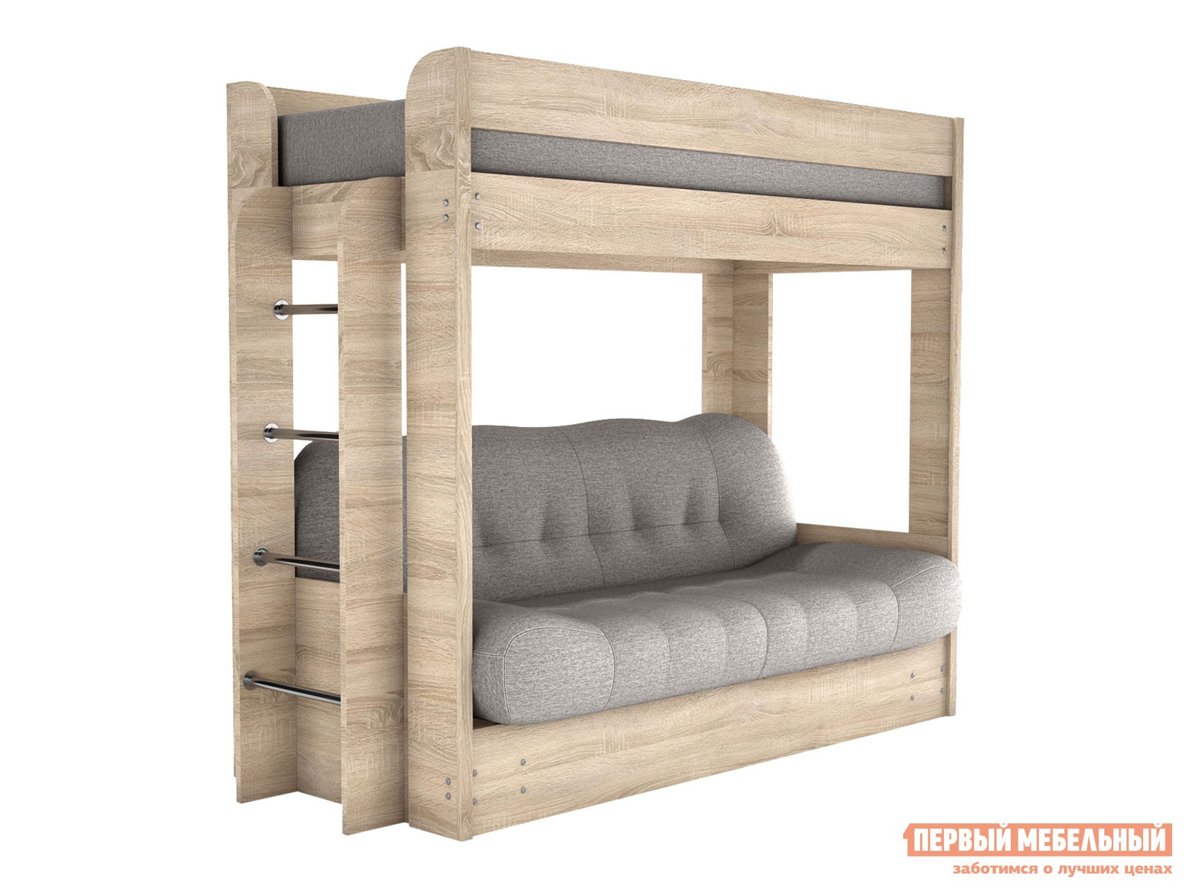 Прямой диван  Твинс Дуб Сонома / Серый, рогожка