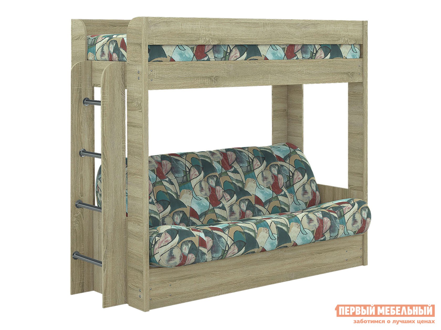 Прямой диван  Твинс Дуб Сонома / Лазурь, велюр