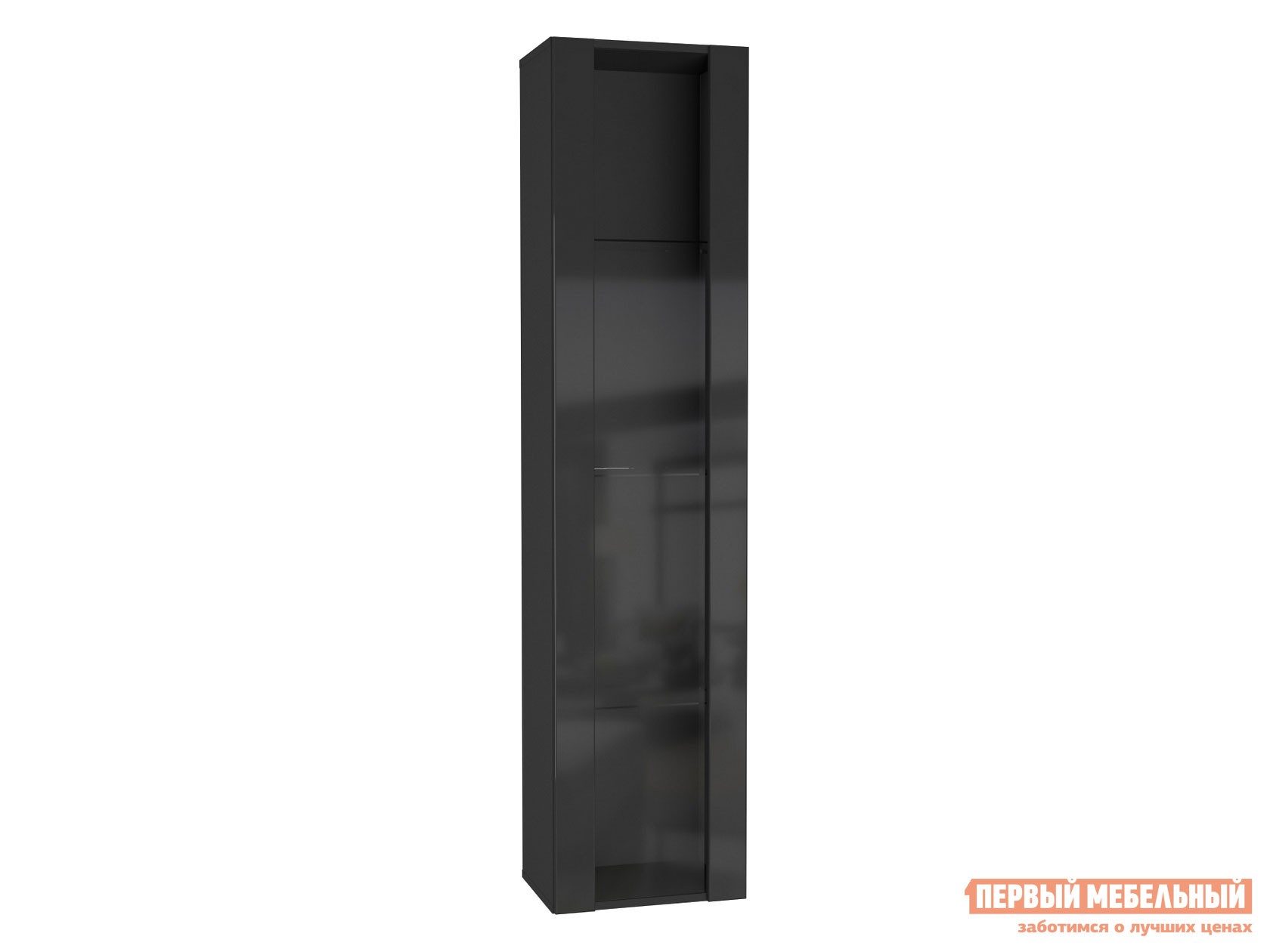 Шкаф-витрина  Поинт Черный / Черный глянец / Стекло, Без блока питания