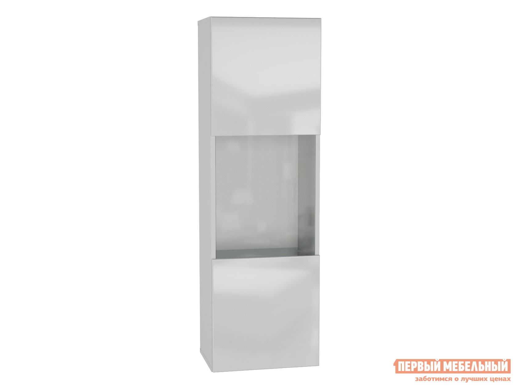 Шкаф-витрина  Поинт Белый / Белый глянец / Стекло, Без блока питания