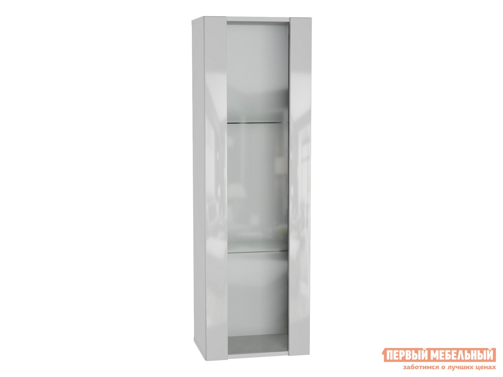 Шкаф-витрина  Поинт Белый / Белый глянец / Стекло, Без блока питания