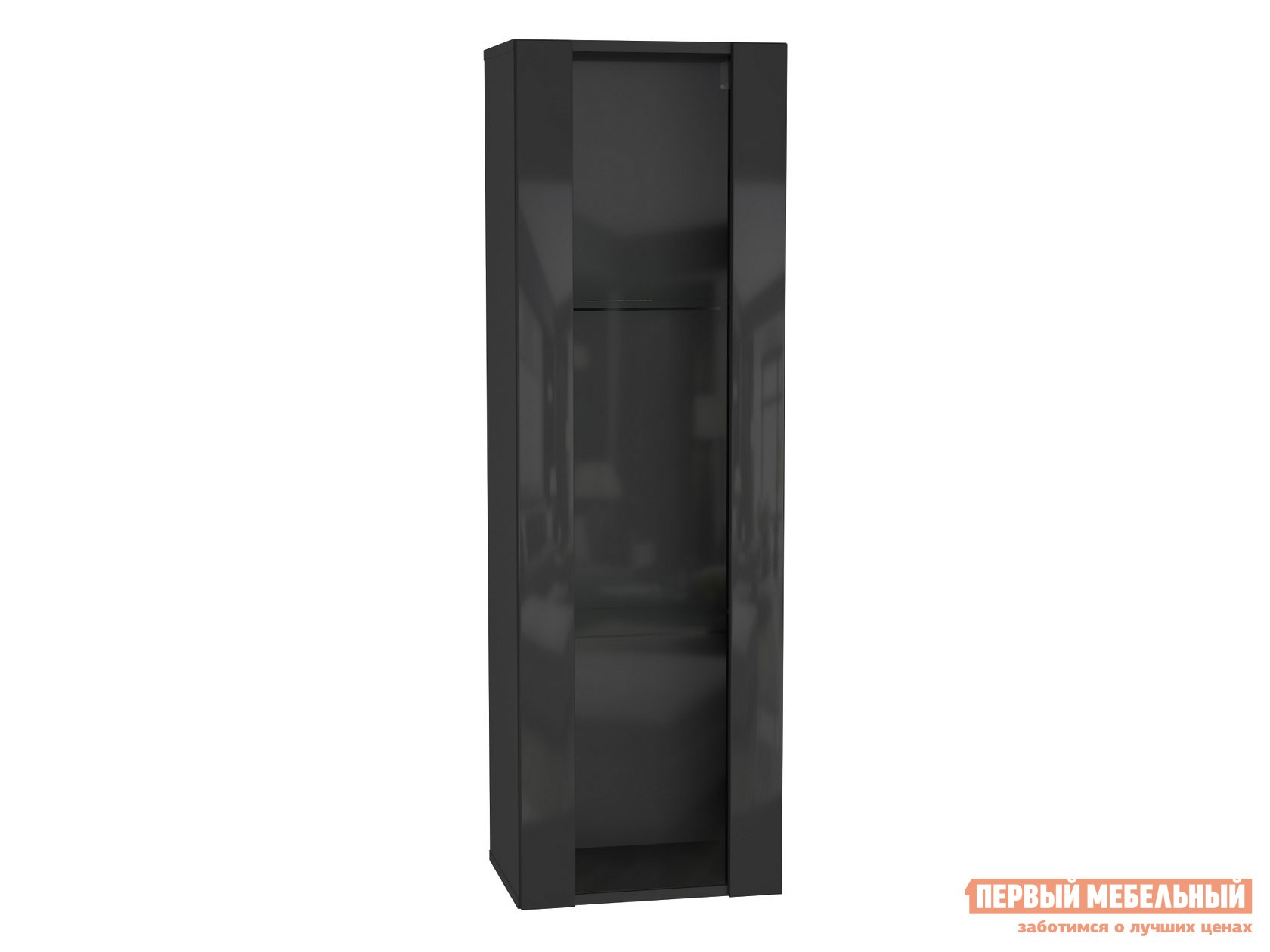 Шкаф-витрина  Поинт Черный / Черный глянец / Стекло, Без блока питания