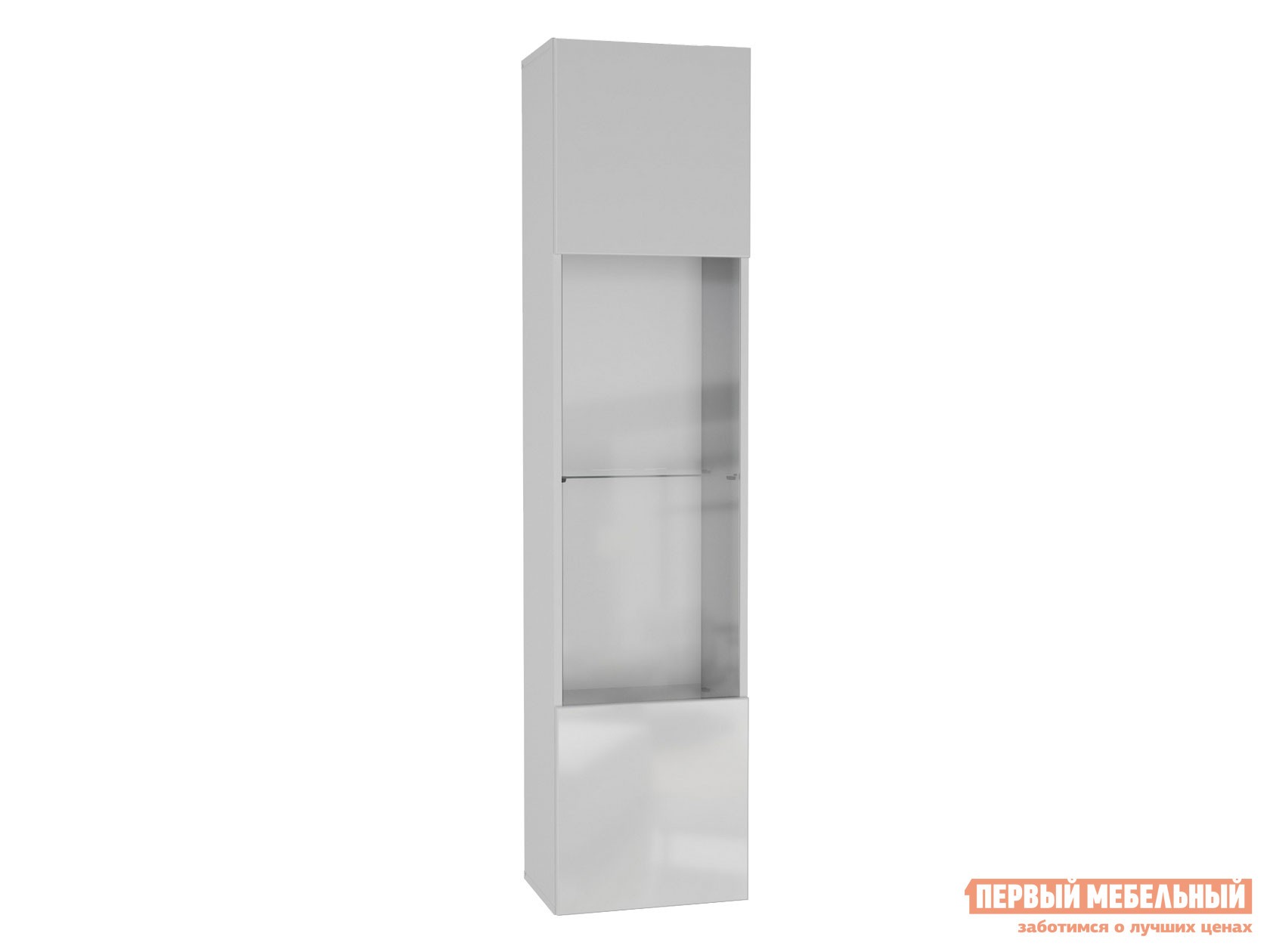 Шкаф-витрина  Поинт Белый / Белый глянец / Стекло, Без блока питания