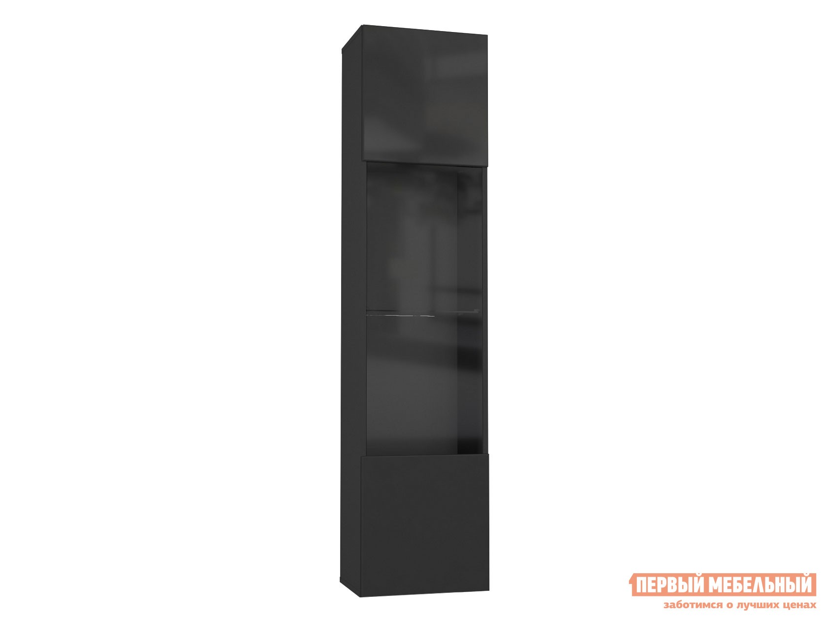 Шкаф-витрина  Поинт Черный / Черный глянец / Стекло, Без блока питания