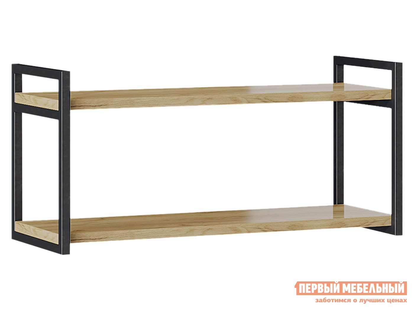 Настенная полка  Лофт Черный / Дуб Крафт золотой, 800 мм