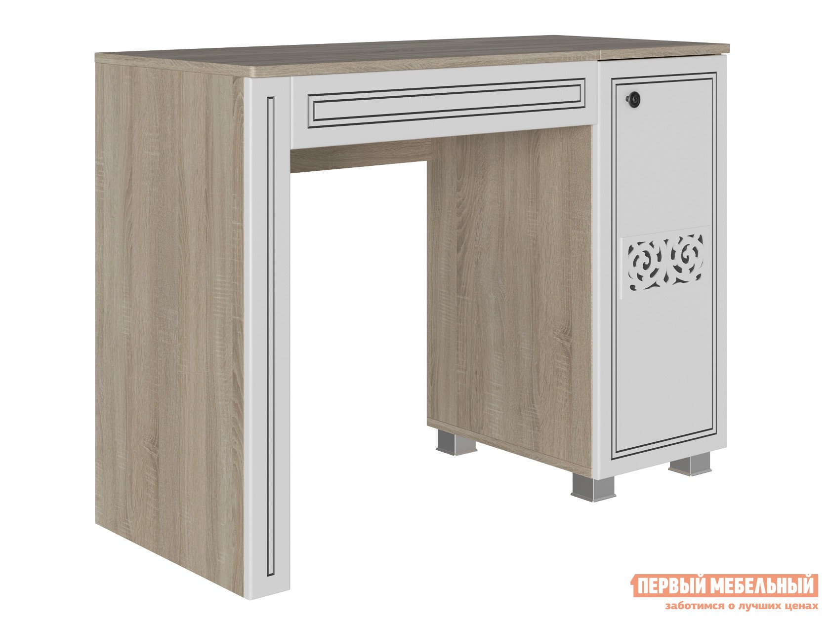 Туалетный столик  Мадлен С Дуб Сонома светлый / Белый / Серебро