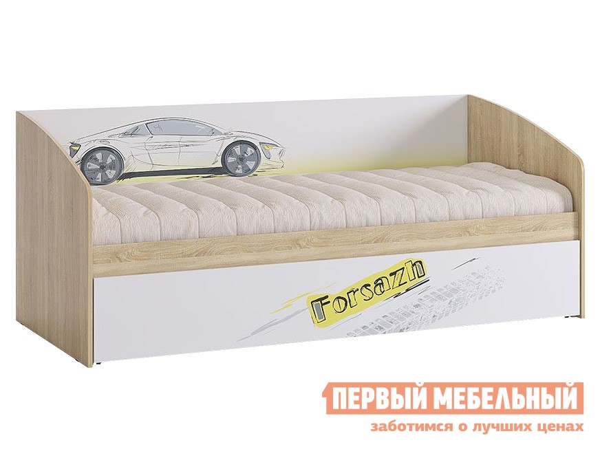 Детская кровать  Форсаж Дуб Сонома / Белый, Без бортика