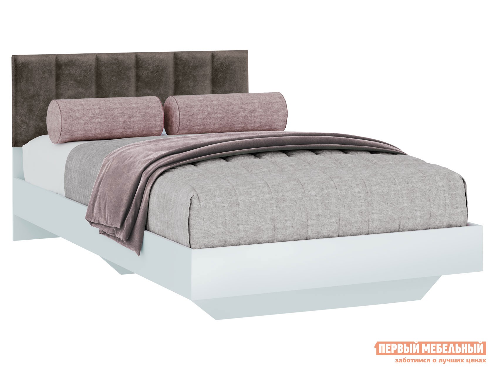 Детская кровать  Мемори Белый / Коричневый, велюр