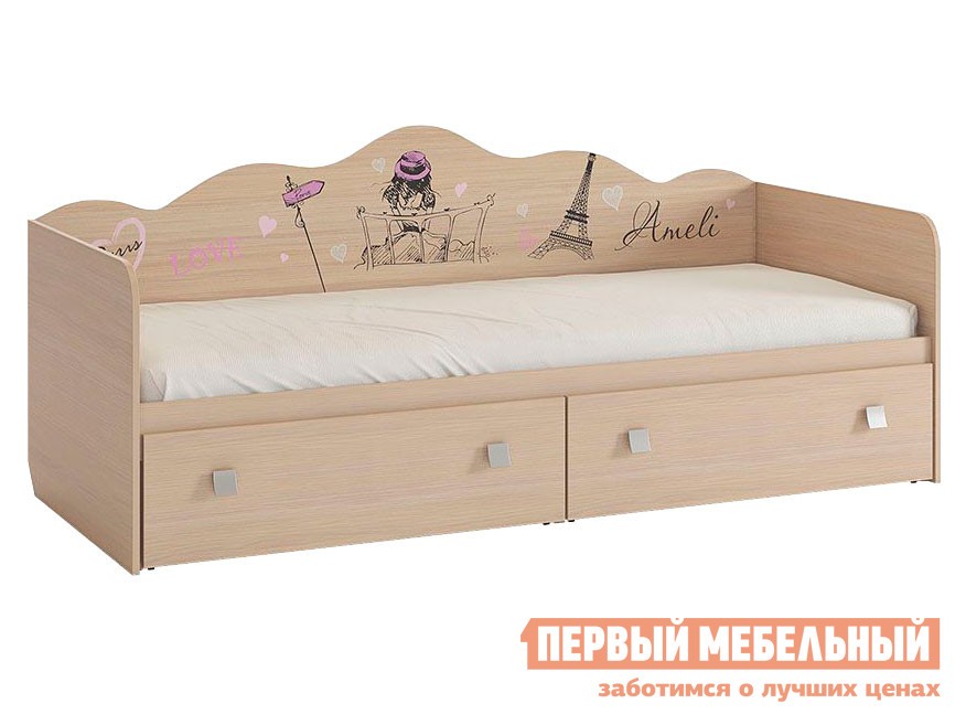 Детская кровать  Амели Дуб Млечный, Без бортика