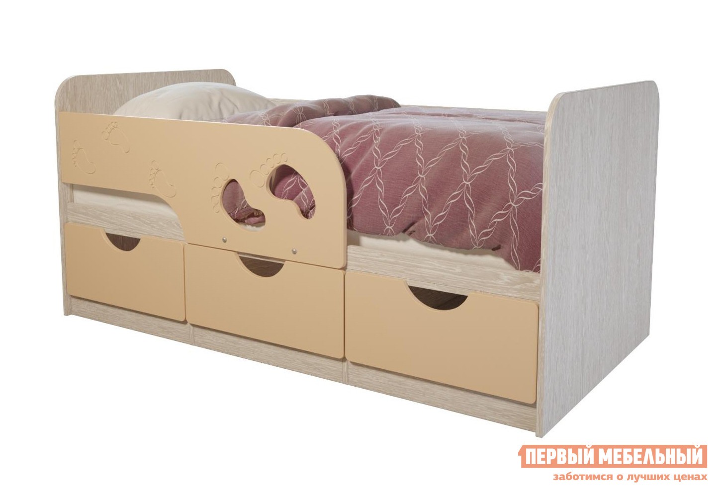 Детская кровать  Лего 1 Дуб Атланта / Крем-брюле