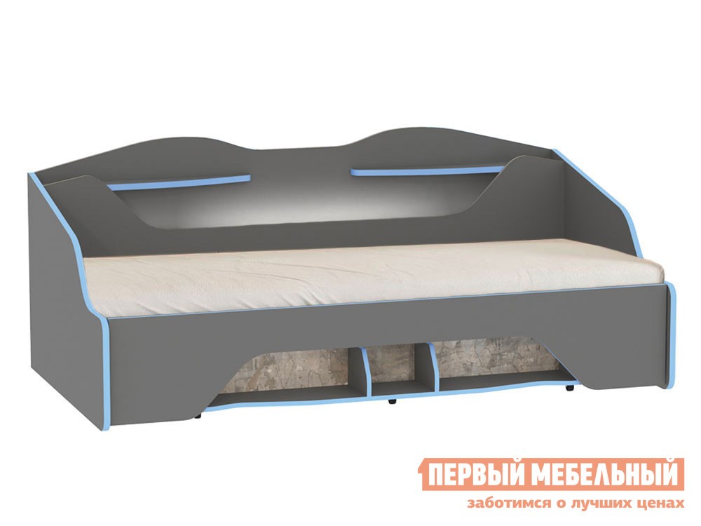 Детская кровать  Индиго Темно-серый / Граффити, С подсветкой