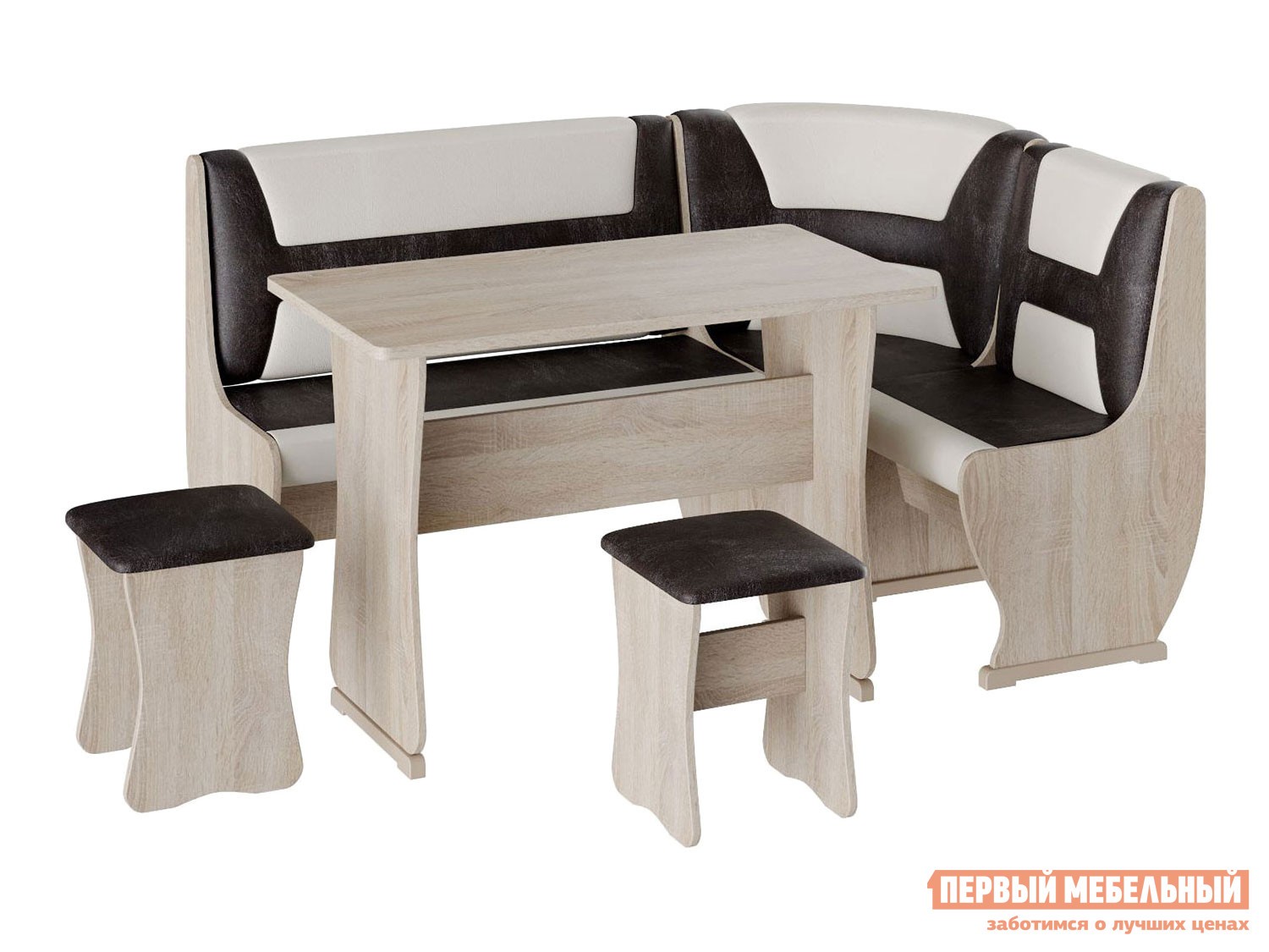 Кухонный уголок  Альянс 3 Дуб сонома / Шоколад, бежевый, кожзам