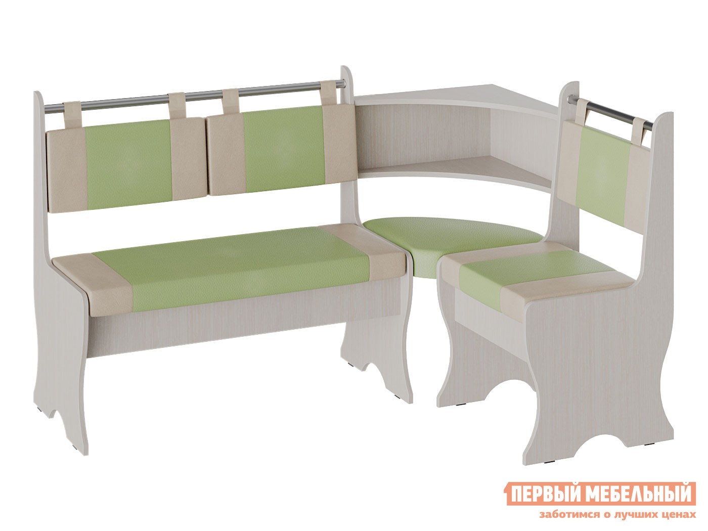 Кухонный уголок  Кэтрин Дуб молочный / Фисташка, бежевый, кожзам