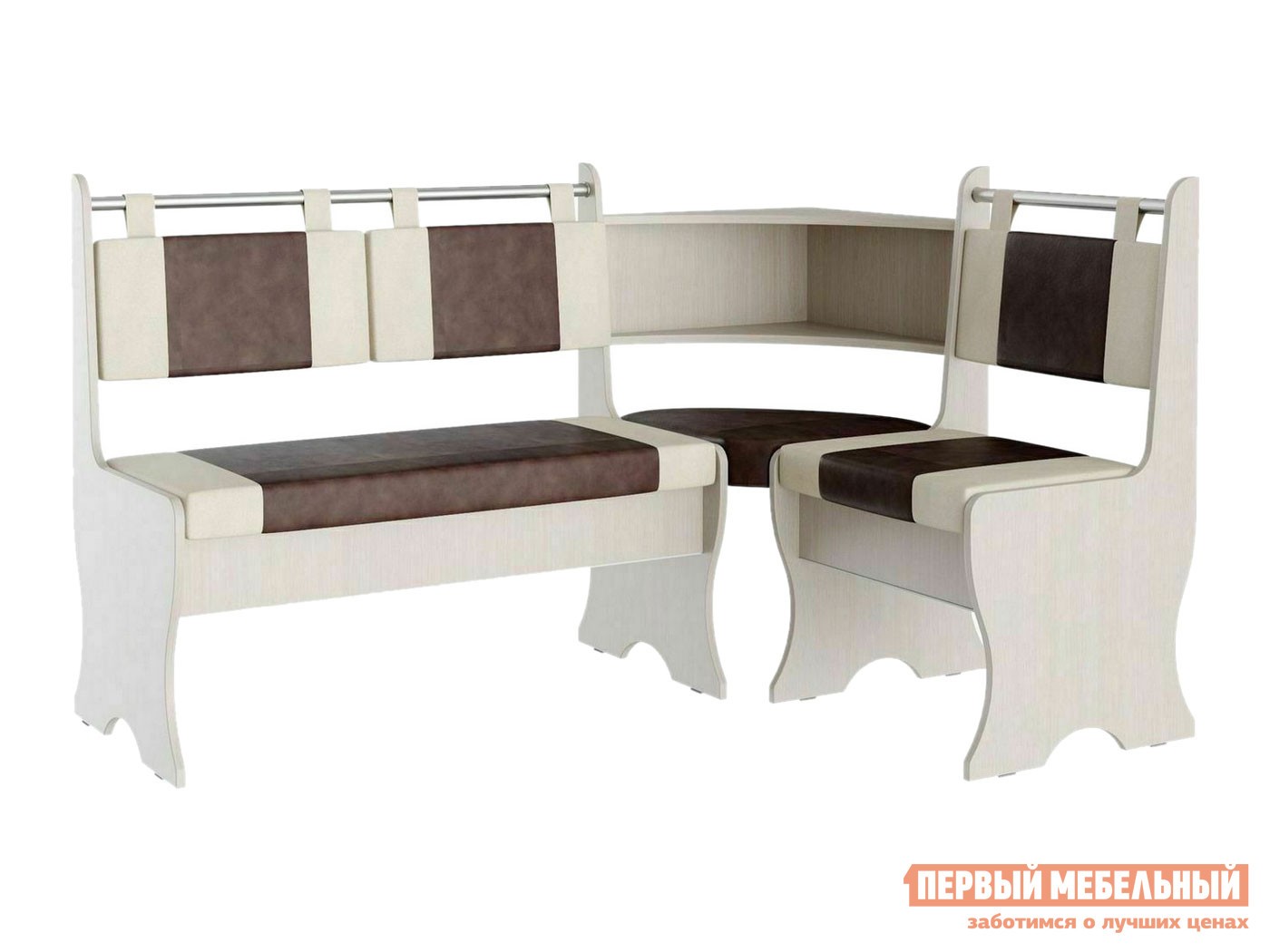 Кухонный уголок  Кэтрин Дуб молочный / Шоколад, бежевый, кожзам