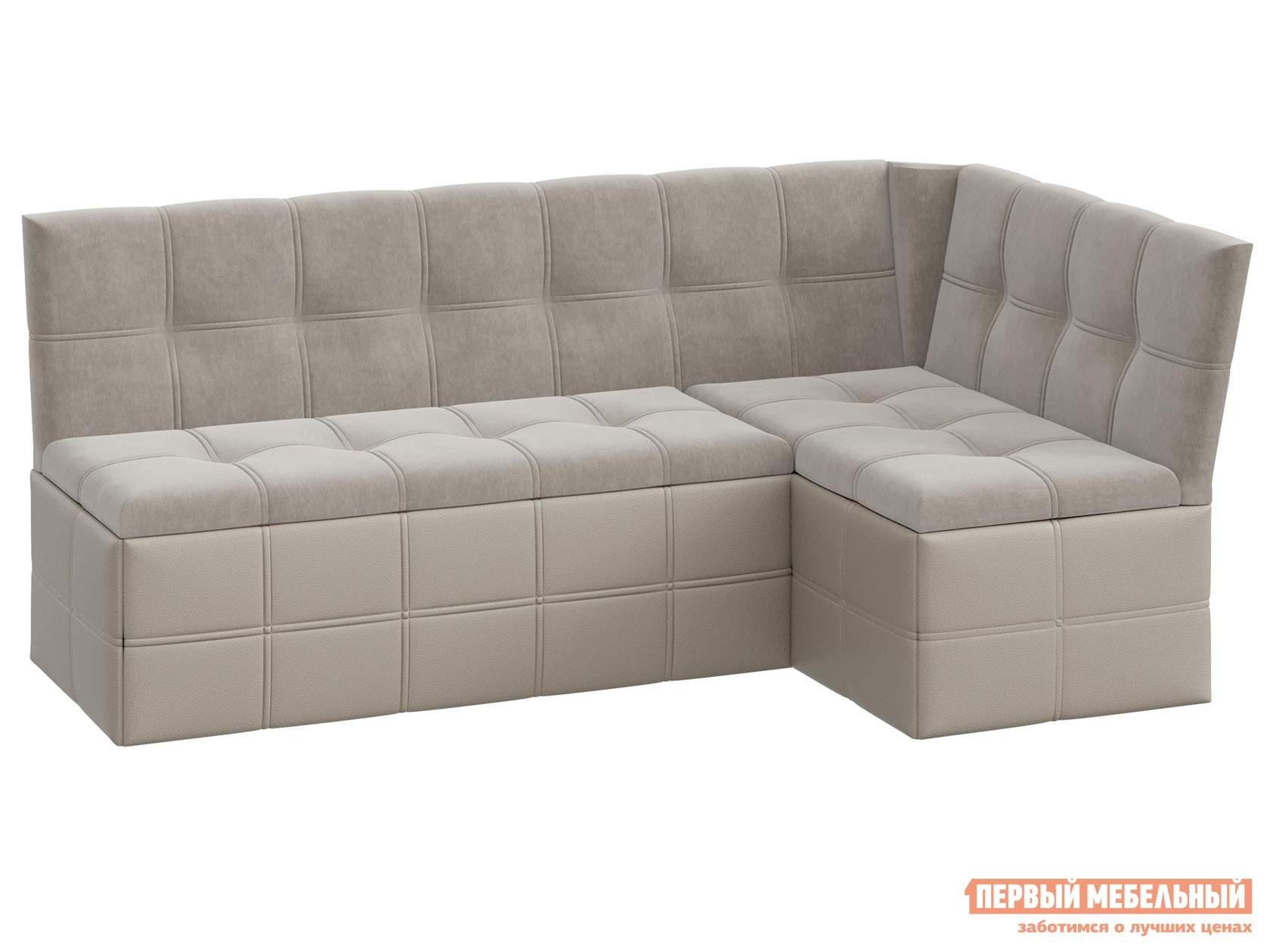 Кухонный уголок  Домино Светло-коричневый, иск. кожа / Бежевый, велюр