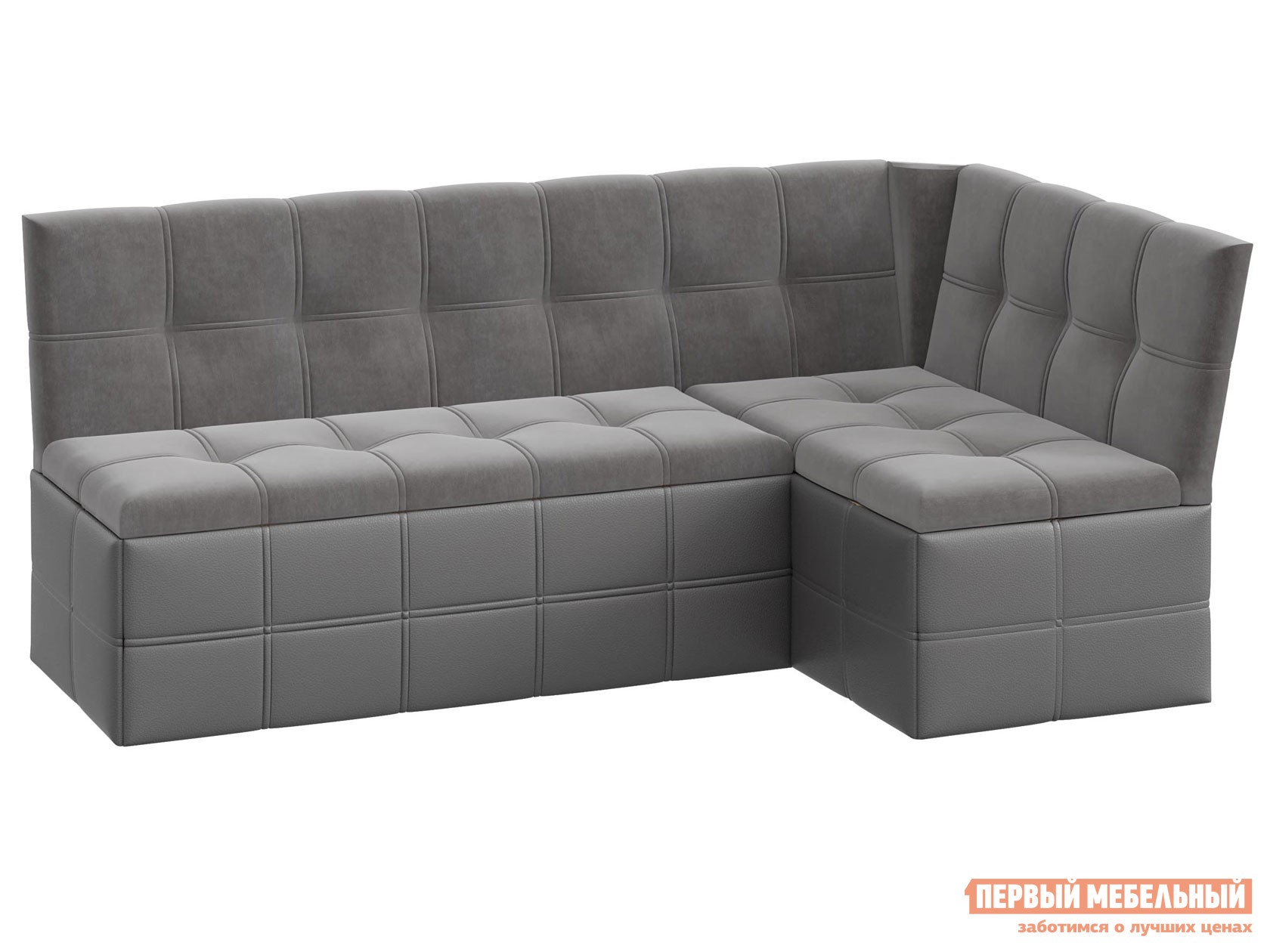 Кухонный уголок  Домино Серый, иск. кожа / Серый, велюр